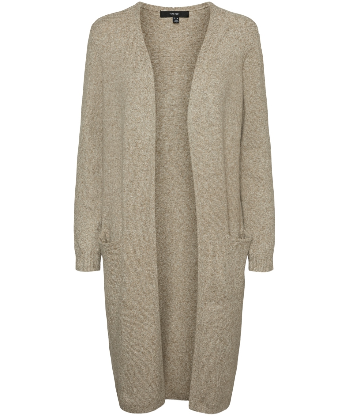 Vero Moda VMDOFFY l&aring;ng stickad cardigan dam, Sepia Tint