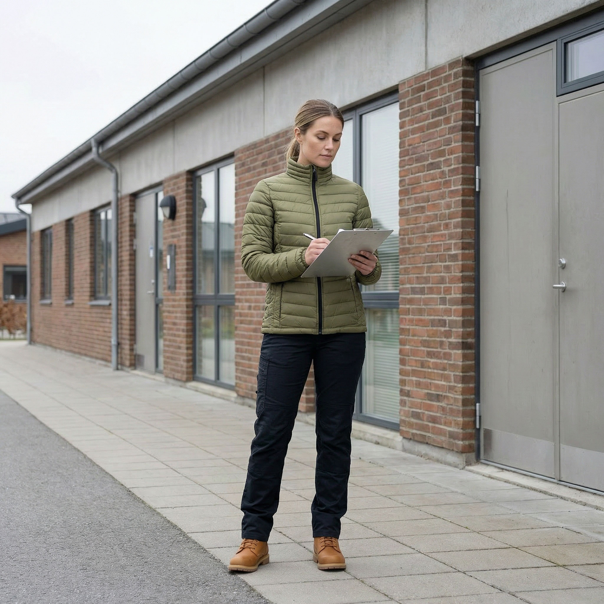Stadsing vadderad jacka dam, Olive green