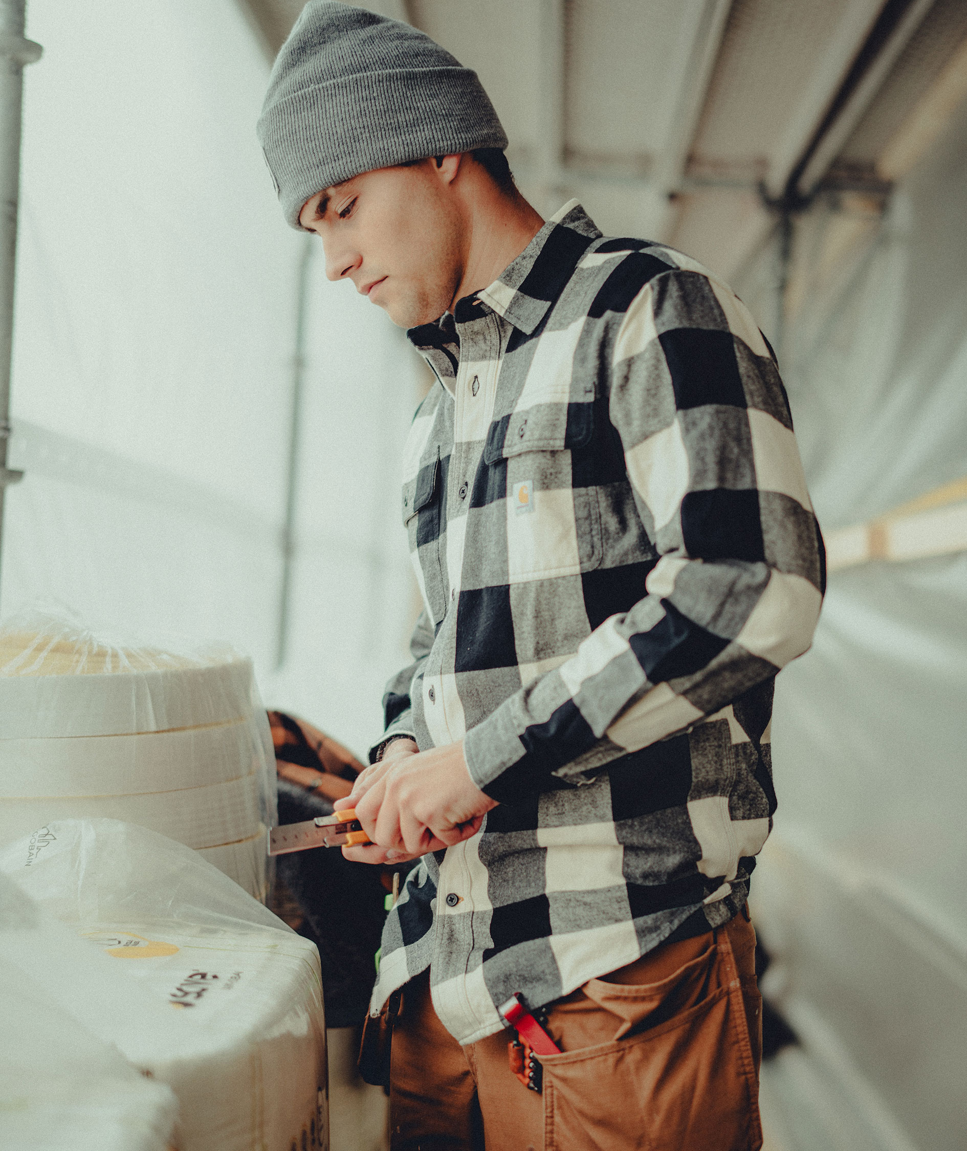 Carhartt flanellskjorta, Oat Milk