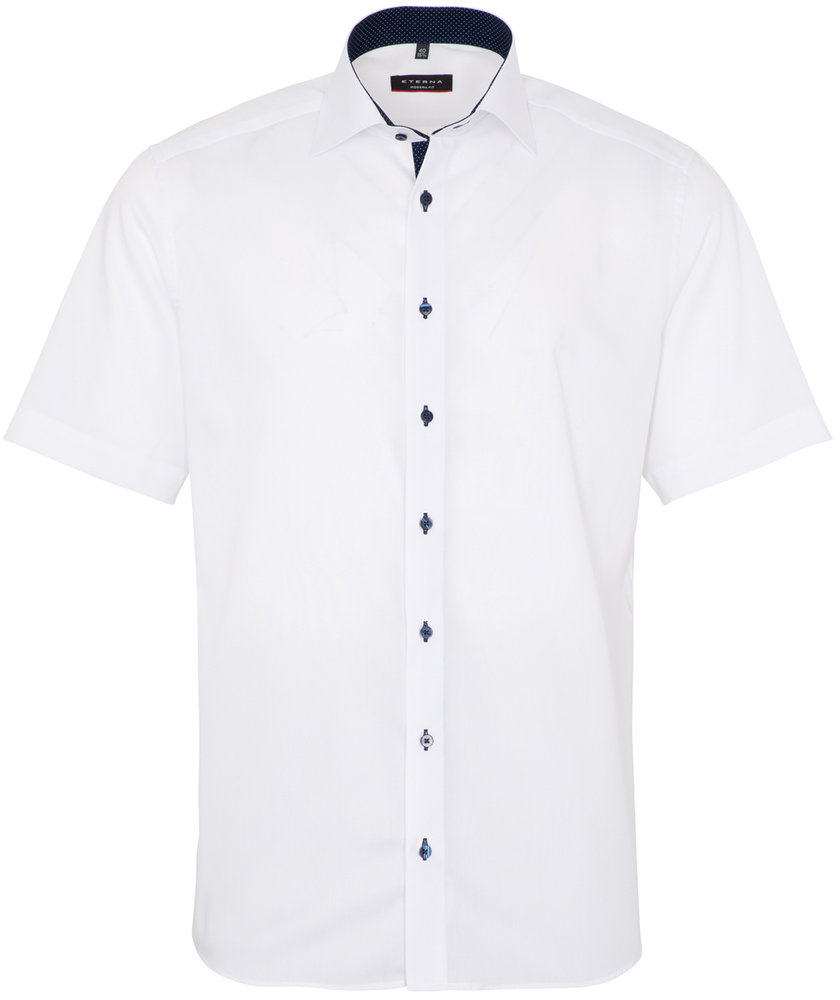 Eterna Fein Oxford Modern fit kort&auml;rmad skjorta, White