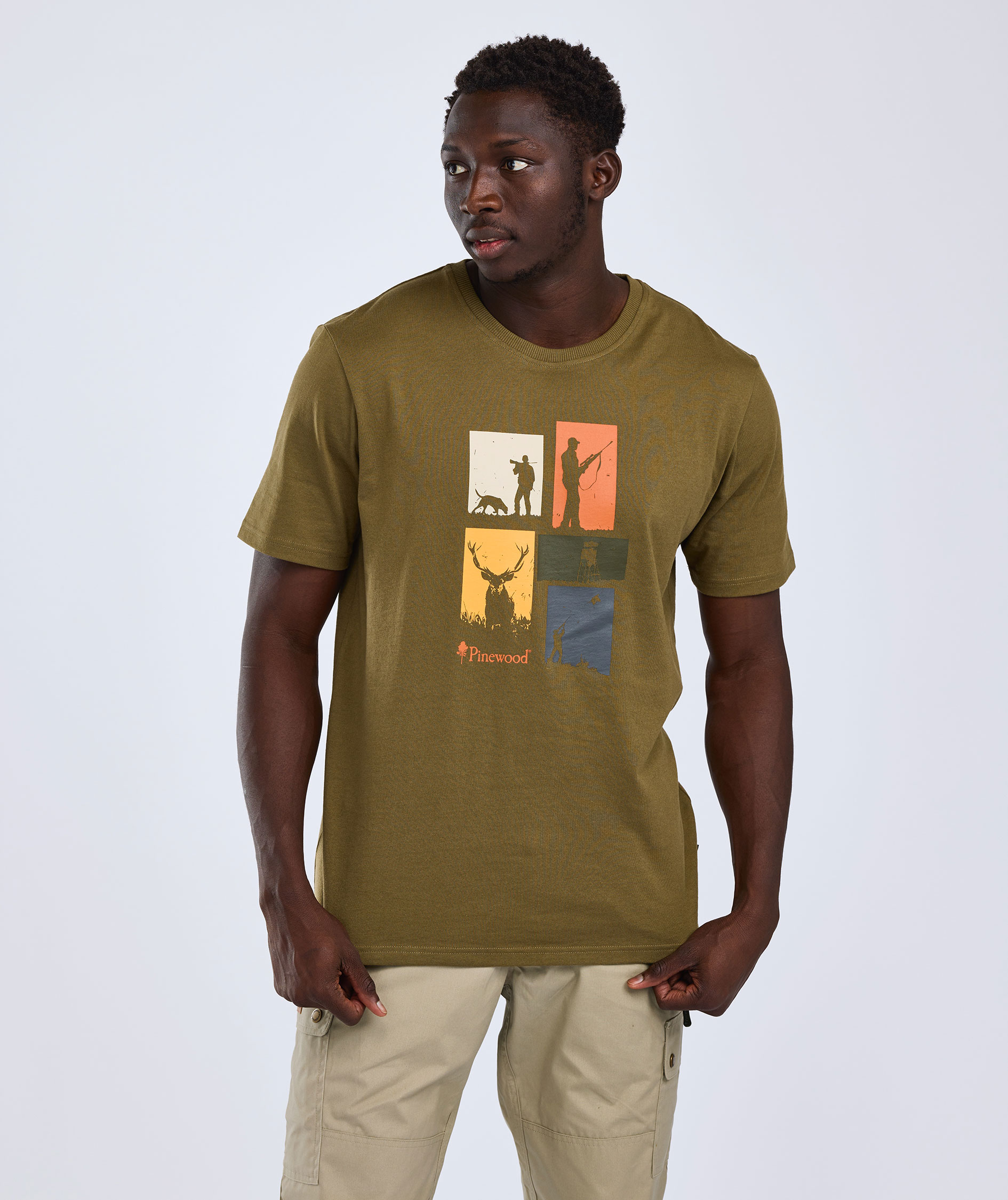 Pinewood Hunting T-shirt, Olive Melange, large image number 4