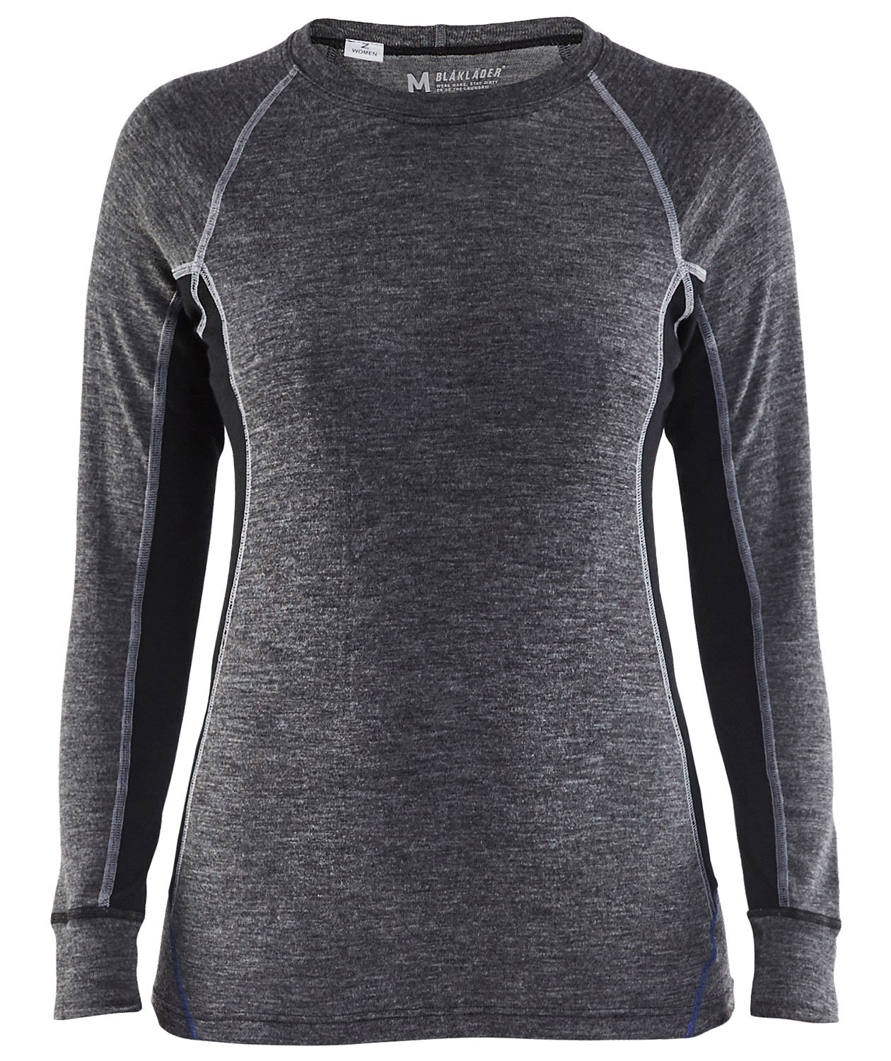 Bl&aring;kl&auml;der undertr&ouml;ja dam med merinoull, Gr&aring;/Svart