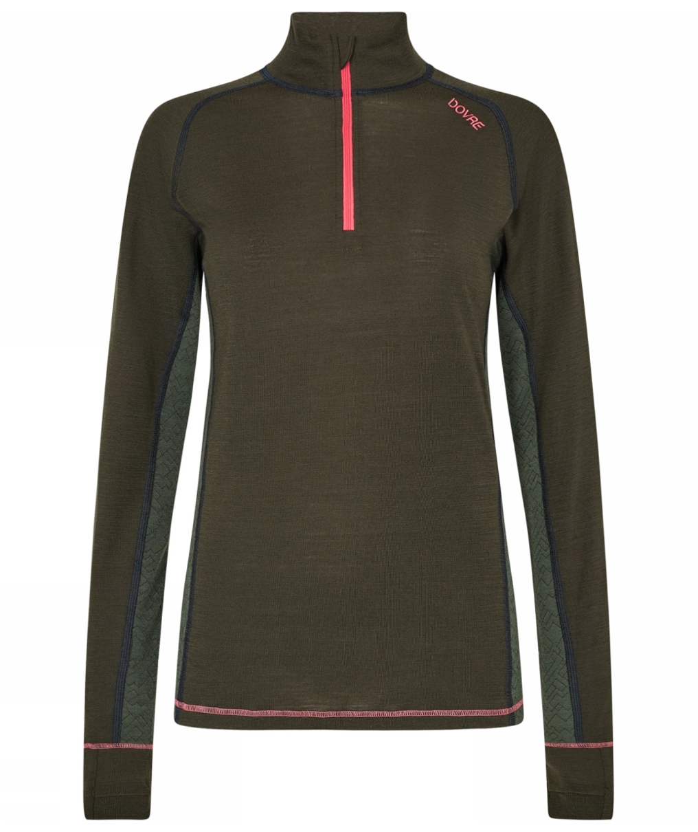 Dovre half-zip baselayertr&ouml;ja dam, Gr&ouml;n