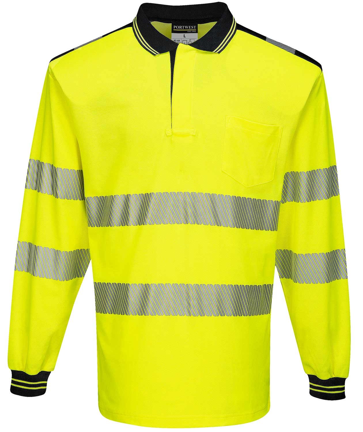 Portwest l&aring;ng&auml;rmad pik&eacute;tr&ouml;ja, Varsel Gul/Svart