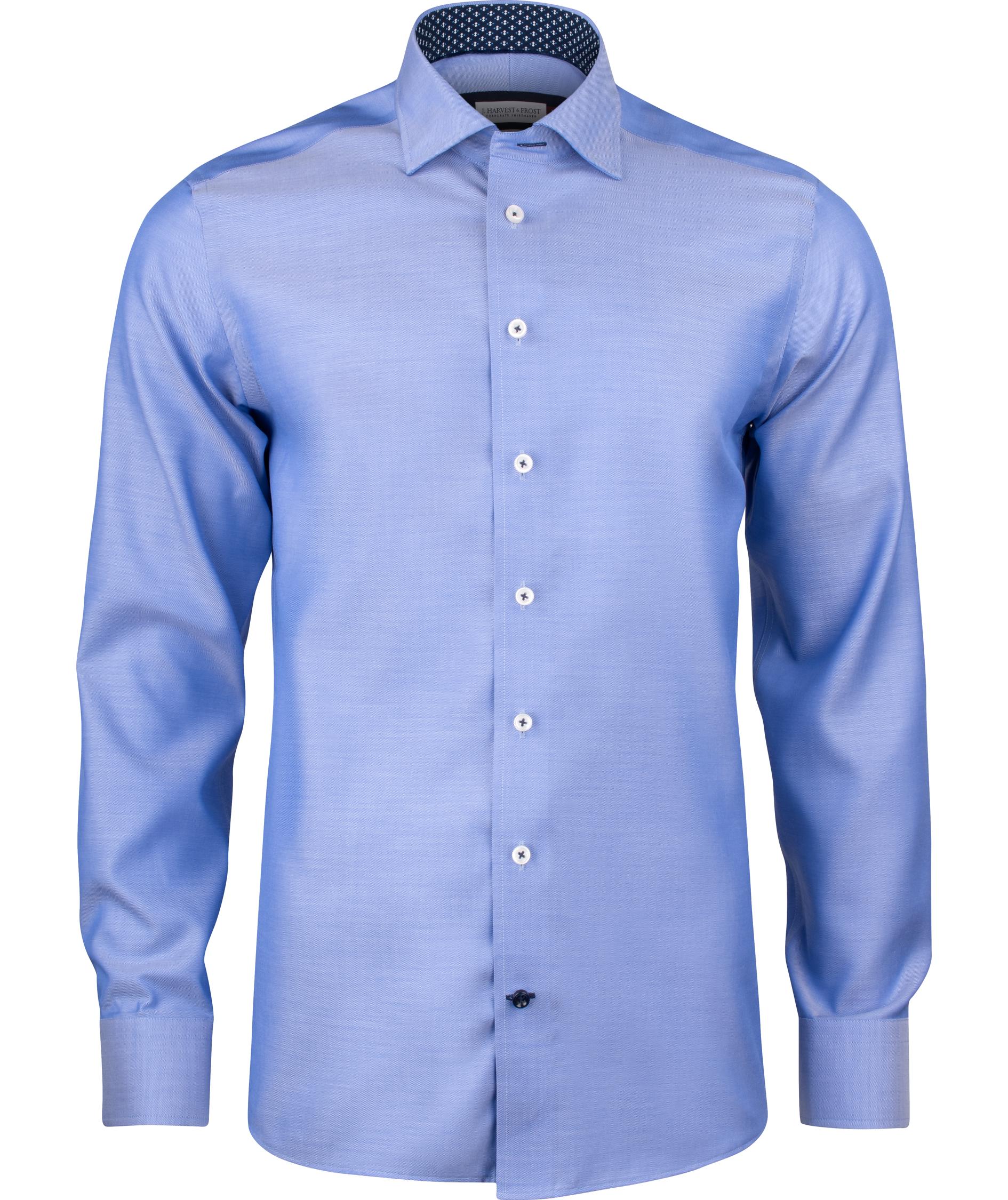 J. Harvest & Frost Twill Red Bow 122 slim fit skjorta, Mid Blue