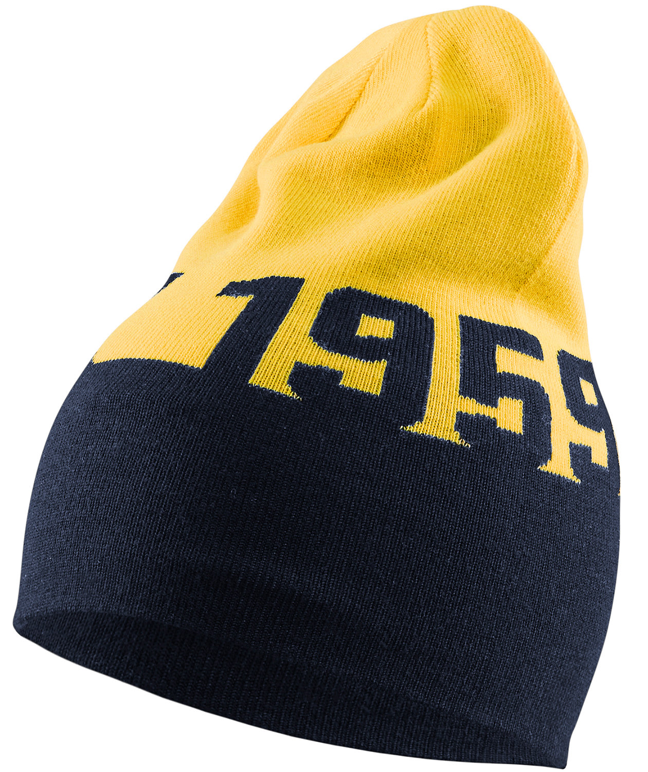 Bl&aring;kl&auml;der v&auml;ndbar stickad m&ouml;ssa, Marinbl&aring;/Gul