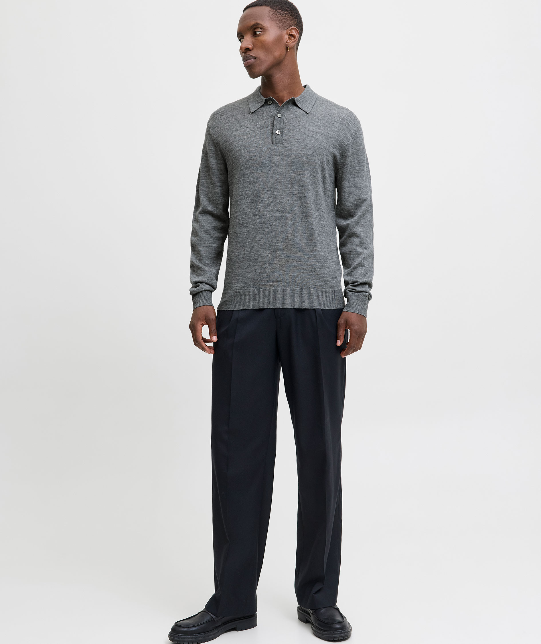 Jack & Jones Premium JPRBLAMERINO polo striktr&oslash;je med merinould, Medium Grey Melange, large image number 7