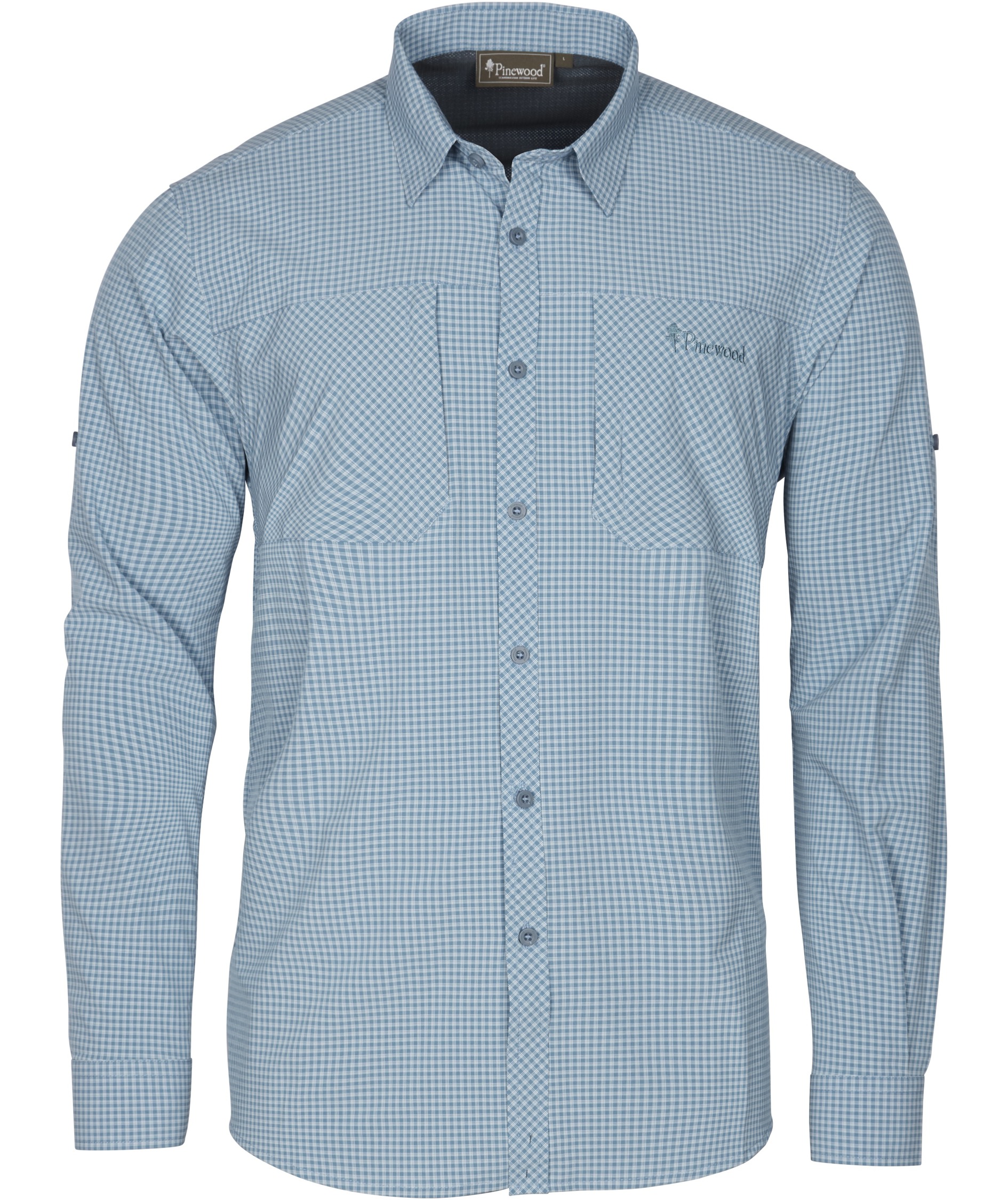 Pinewood NatureSafe skjorte, Fog Blue/Offwhite