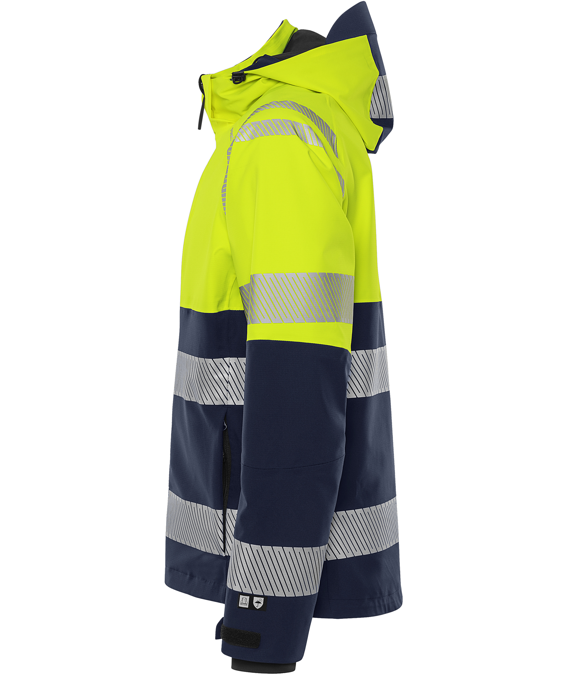 Fristads shell jacket 4690 GLS full stretch, Hi-Vis yellow/marine, large image number 3