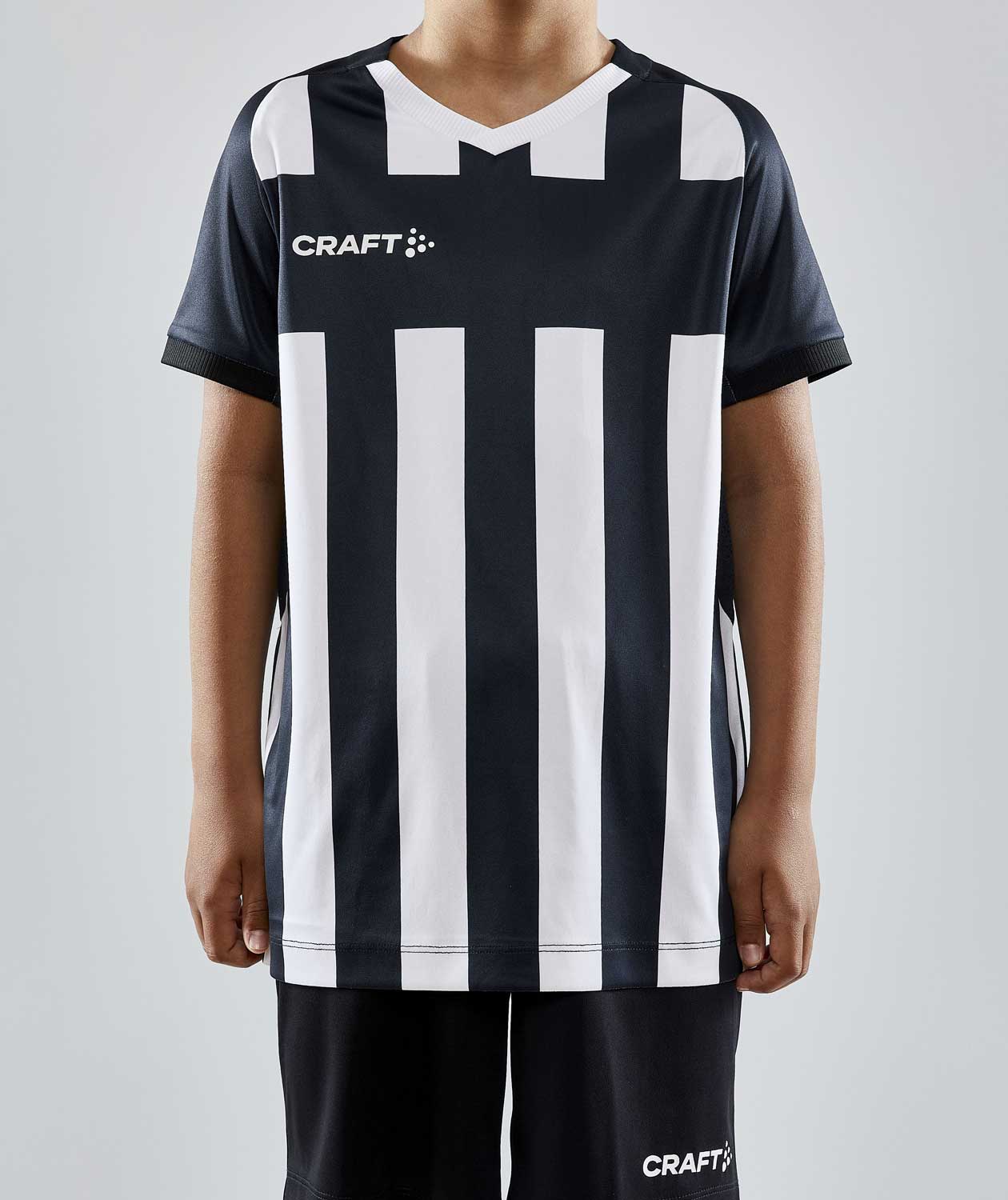 Craft Progress 2.0 Stripe Jersey T-Shirt f&uuml;r Kinder, Schwarz/Wei&szlig;, large image number 1