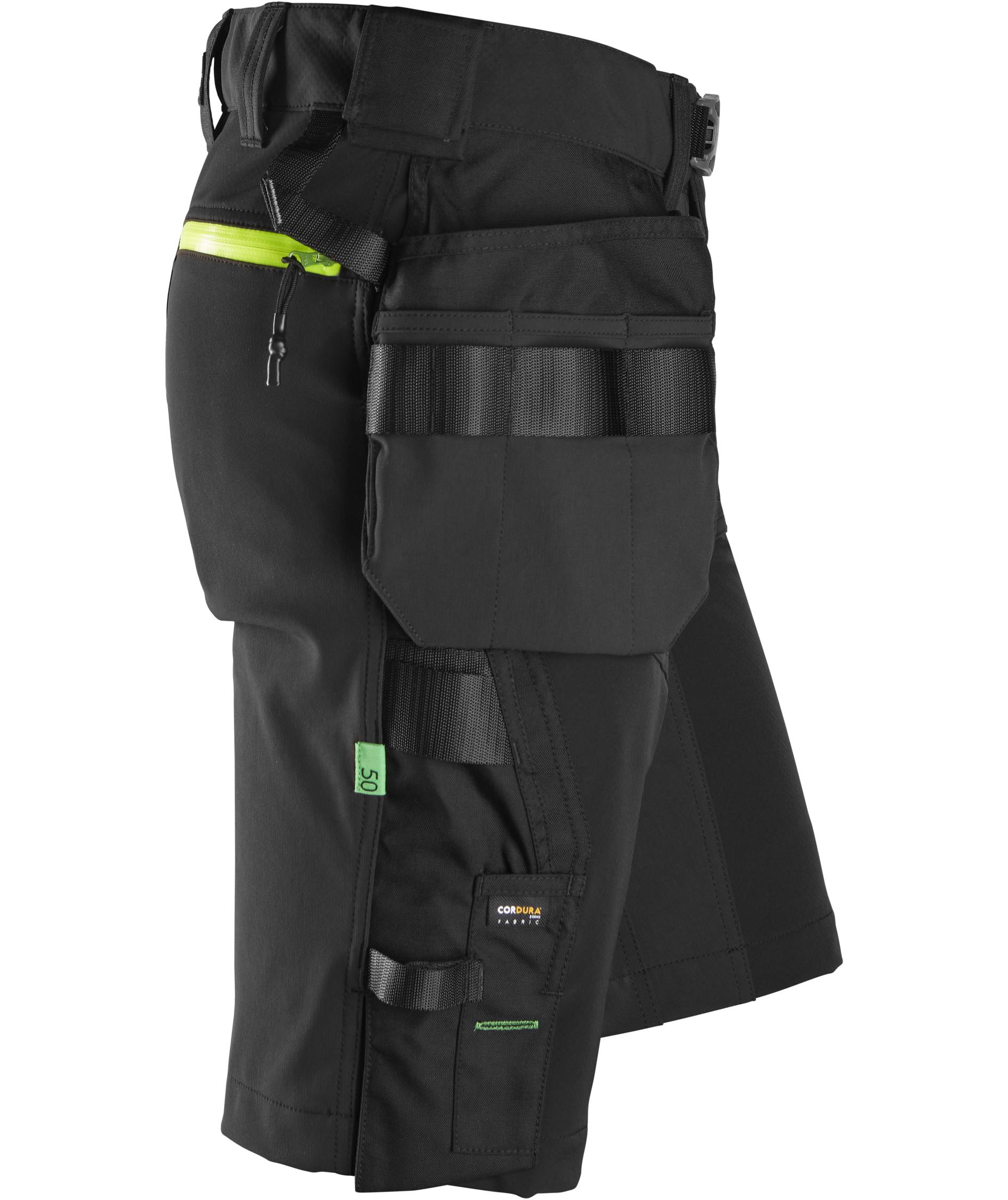 Snickers FlexiWork h&aring;ndverkershorts+ 6140, Black/Neon Yellow, large image number 2