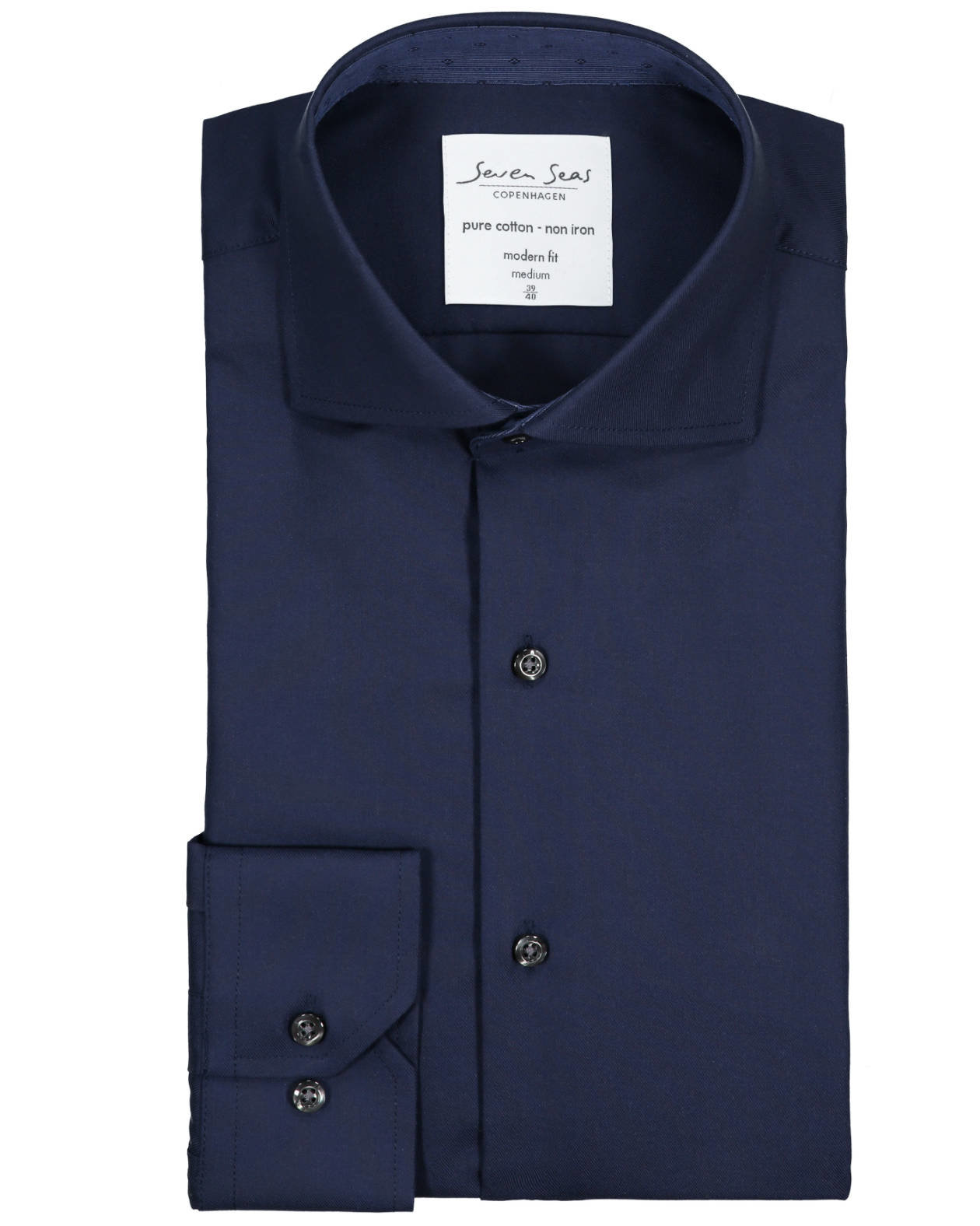 Seven Seas modern fit Fine Twill skjorta, Navy, large image number 4