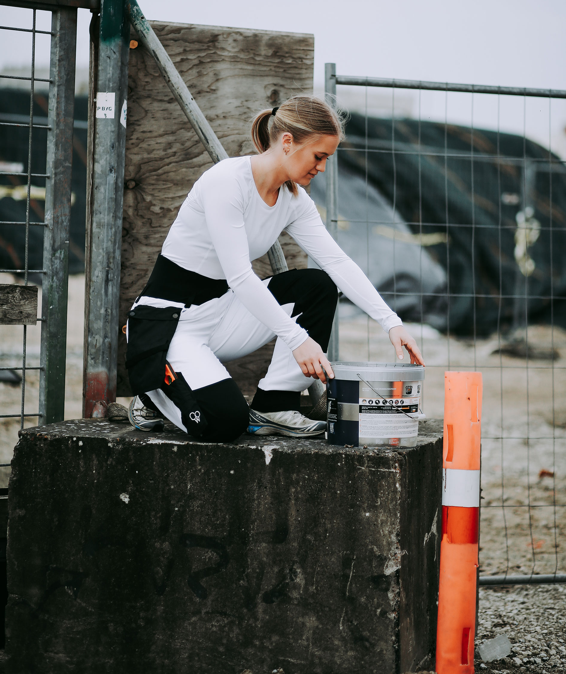 CO Workwear dame h&aring;ndv&aelig;rkerbukser full stretch, Hvid, large image number 7