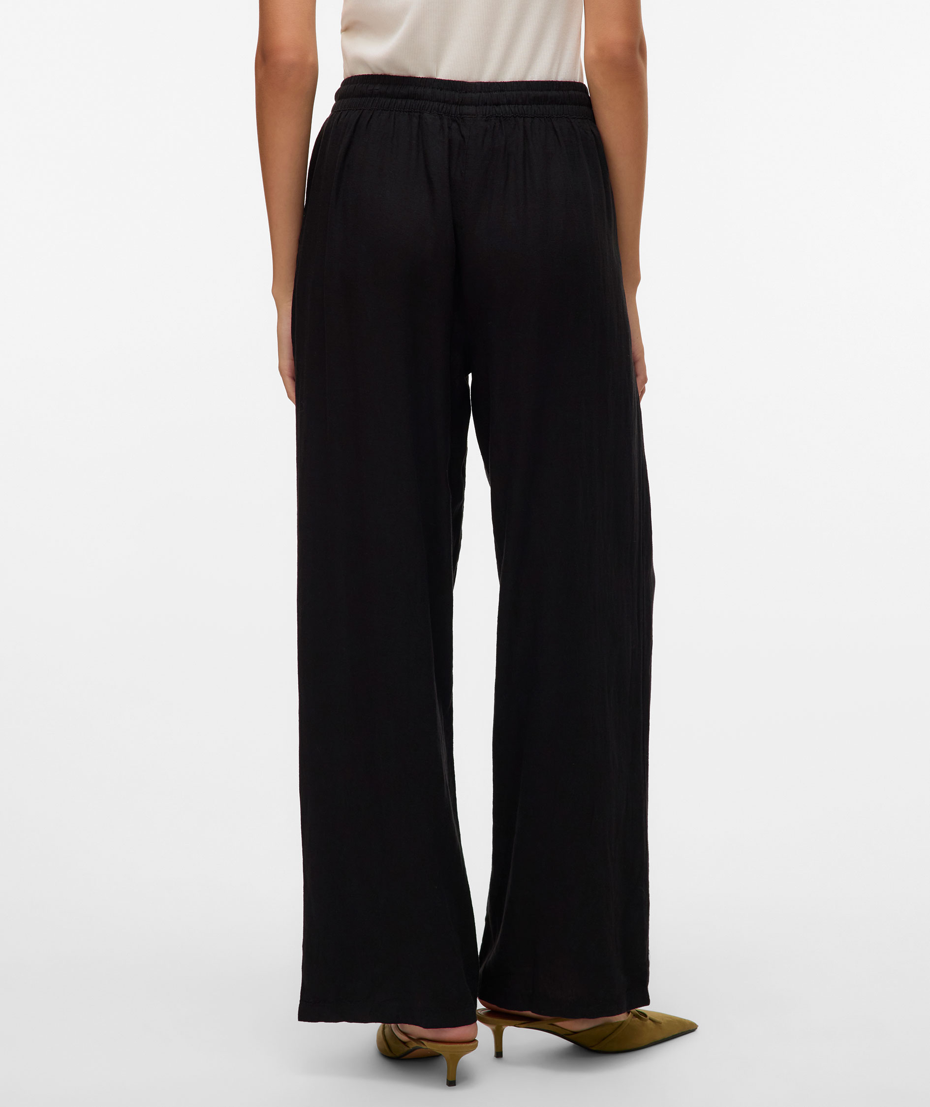 Vero Moda VMLINN women's linen trousers, Black, large image number 2