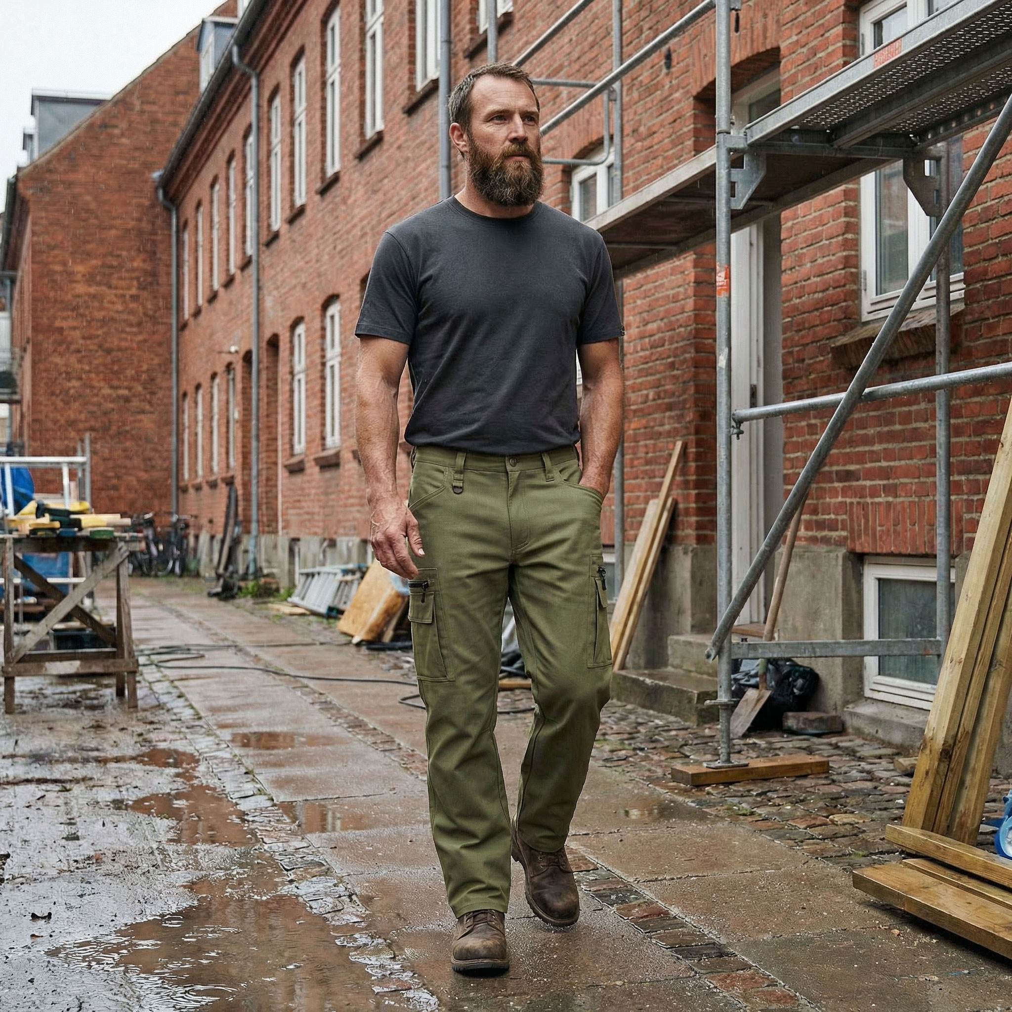 Worksafe service trousers full stretch, Olive green, large image number 1