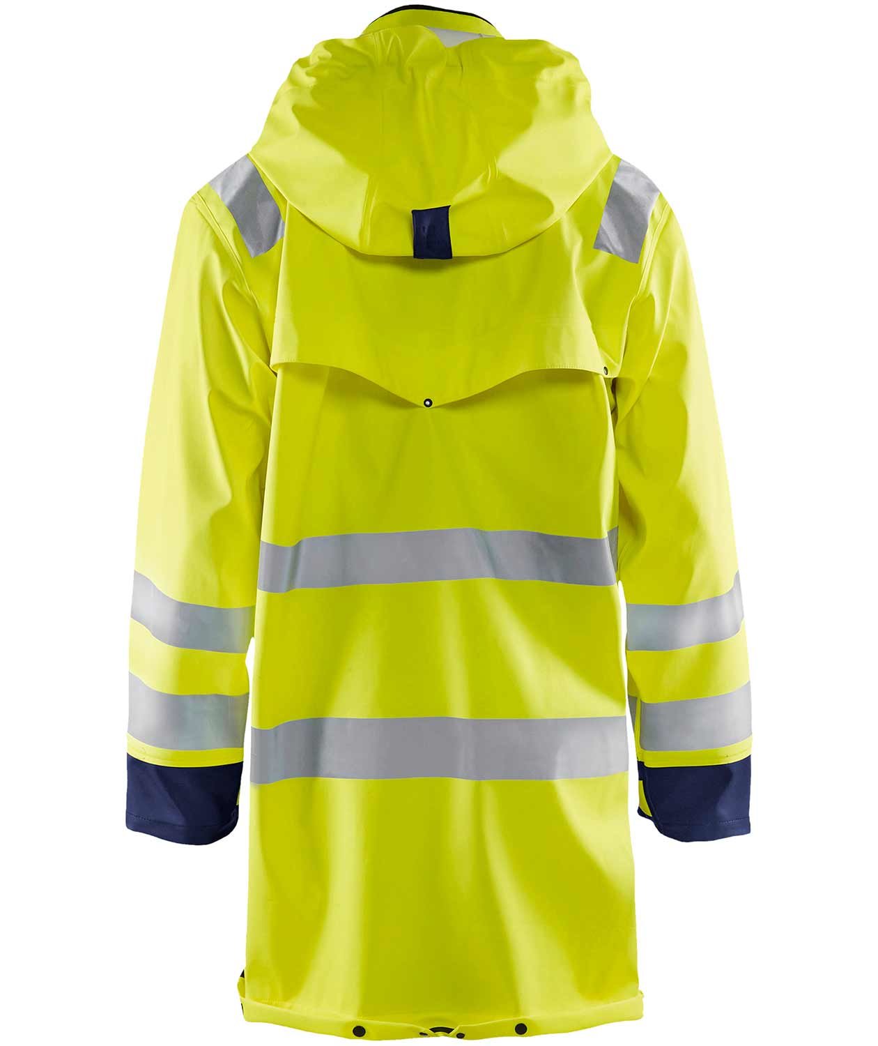 Bl&aring;kl&auml;der lang regnfrakk, Hi-vis gul/marinebl&aring;
