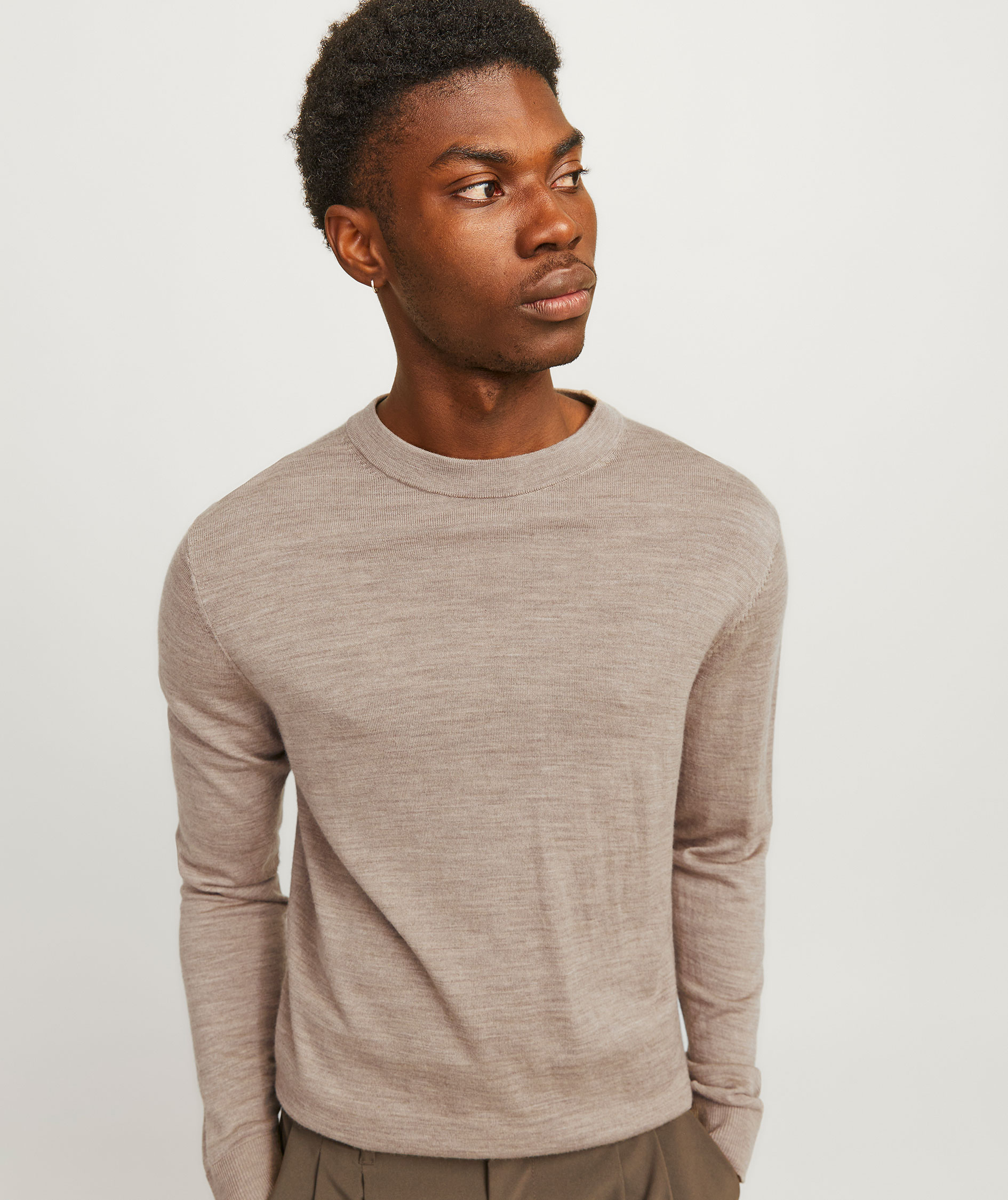 Jack & Jones Premium JPRCCMERINO striktr&oslash;je med merinould, Greige Melange, large image number 3