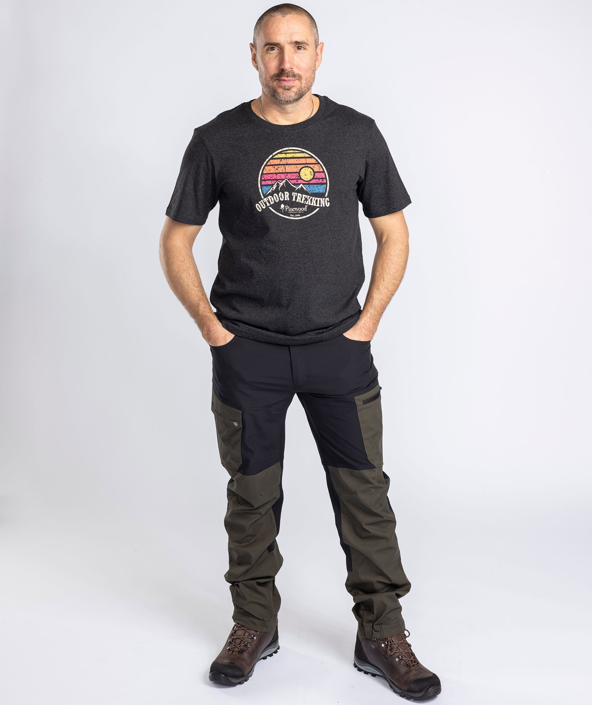 Pinewood Finnveden Trail Hybrid bukser, Black/Mossgreen, large image number 3