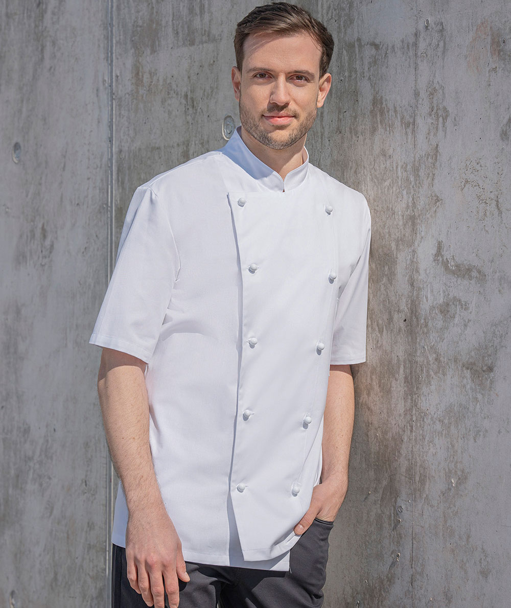 Karlowsky Lennert short-sleeved chefs jacket without buttons, White, large image number 1