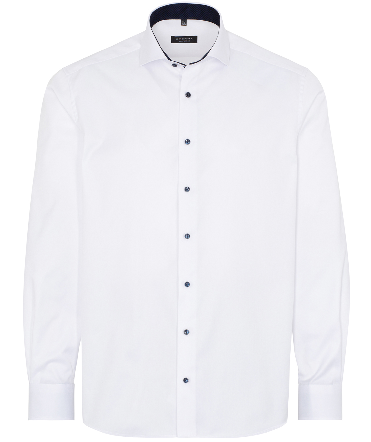 Eterna Cover Comfort fit skjorte med kontrast, White 