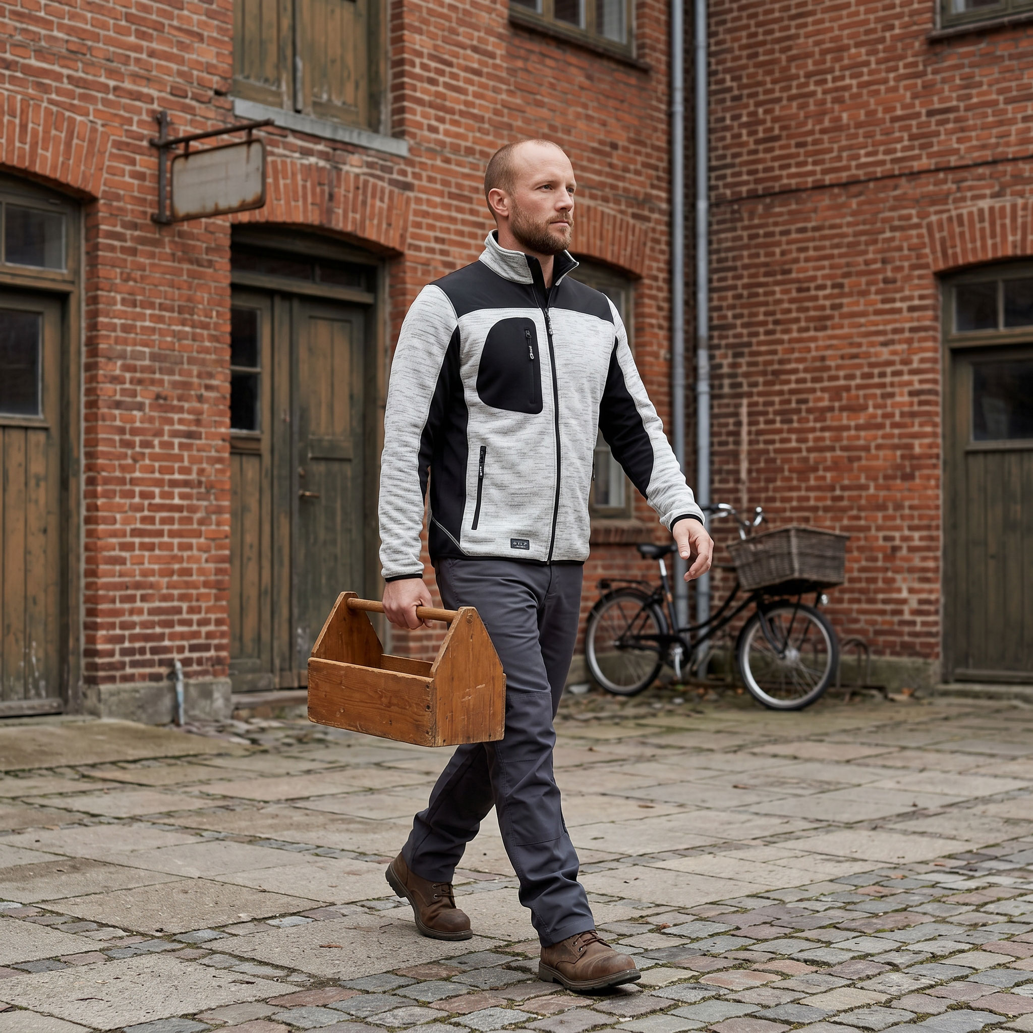 J.A.K. strikket fleecejakke 6155, Gr&aring; melange