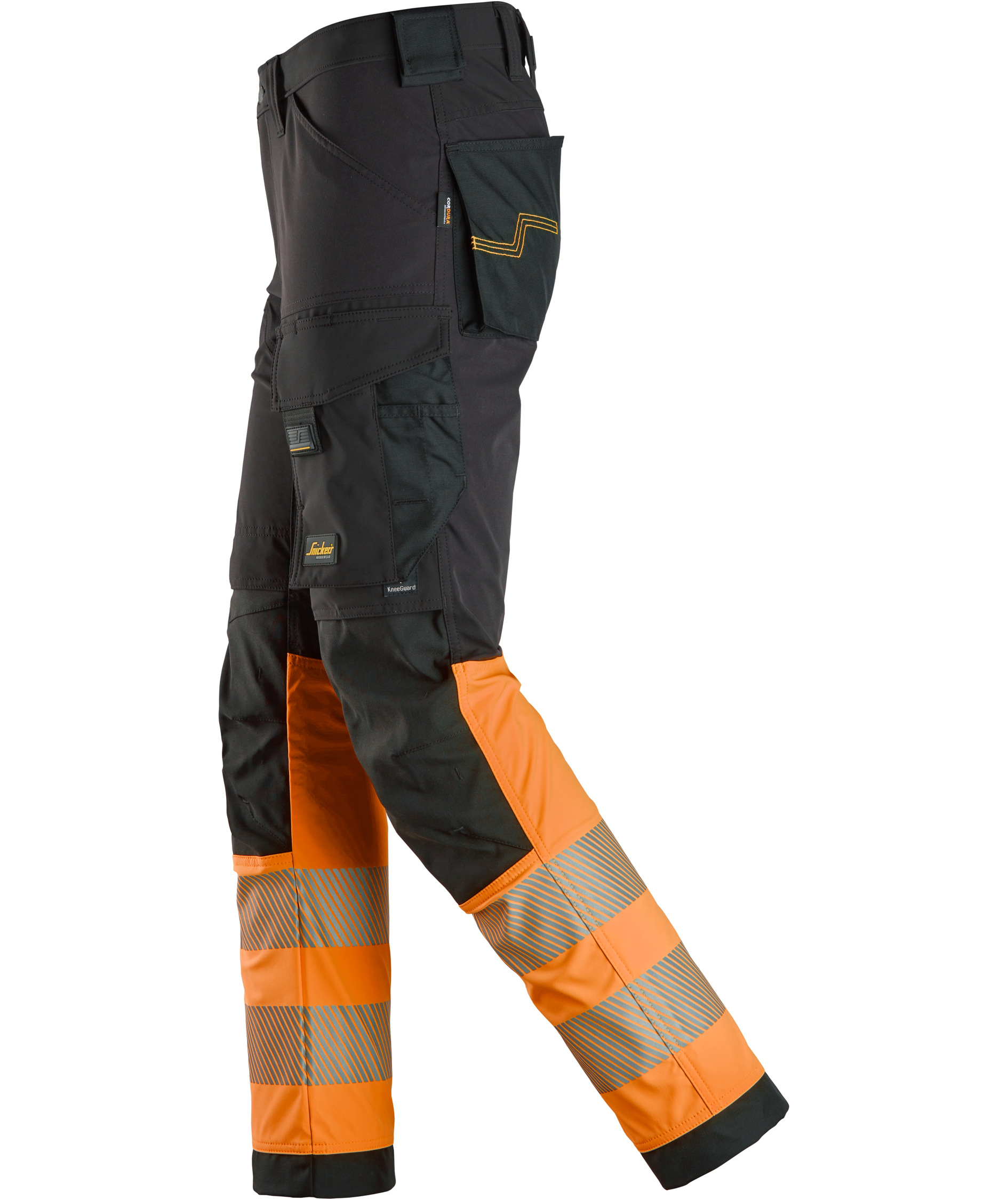 Snickers work trousers 6335 full stretch, Hi-Vis Black/Orange, large image number 3