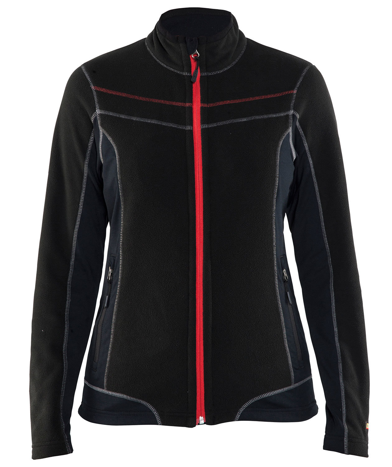 Bl&aring;kl&auml;der dame microfleecejakke, Svart/R&oslash;d
