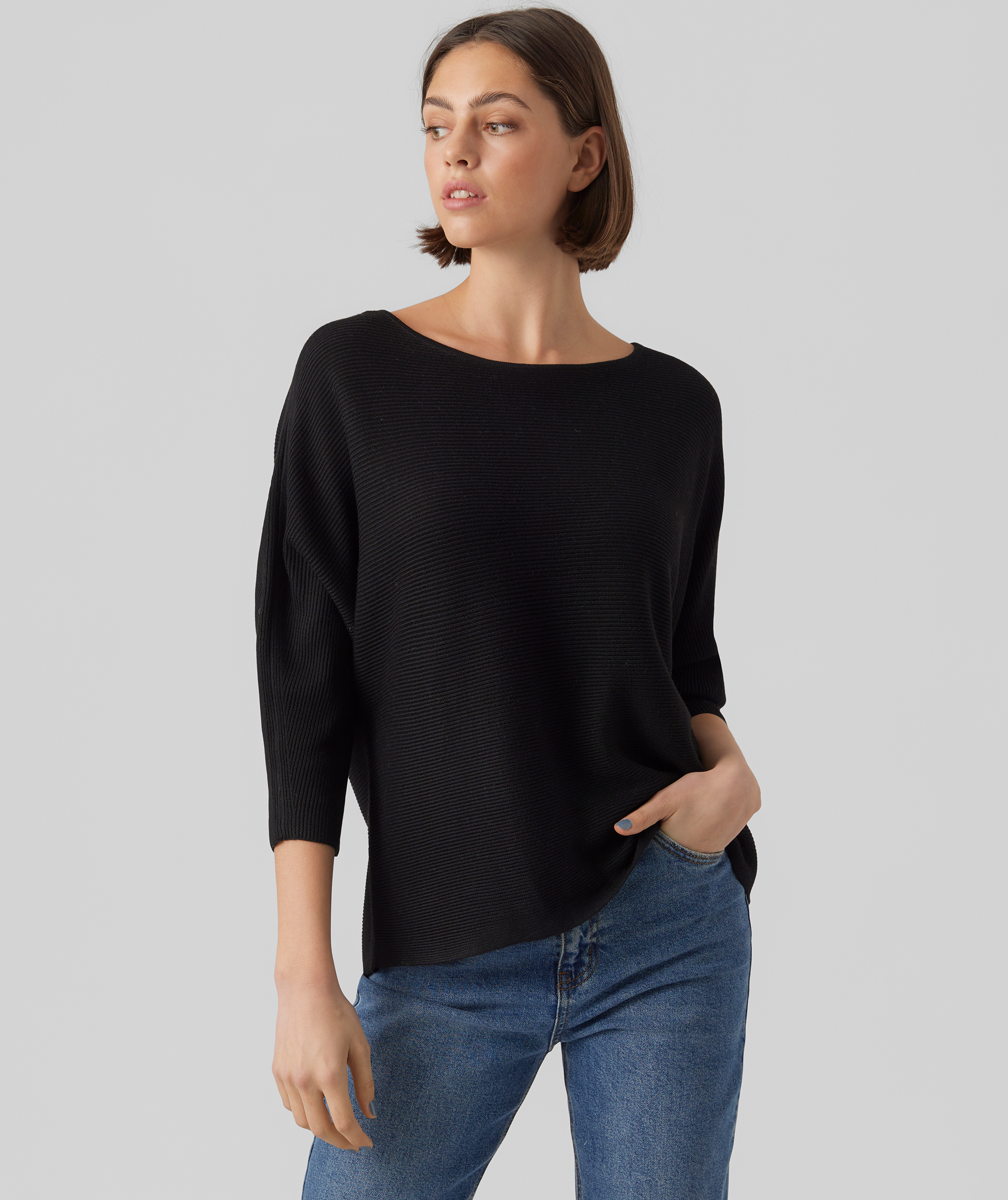 Vero Moda VMNORA 3/4-&aelig;rmet dame striktr&oslash;je, Black