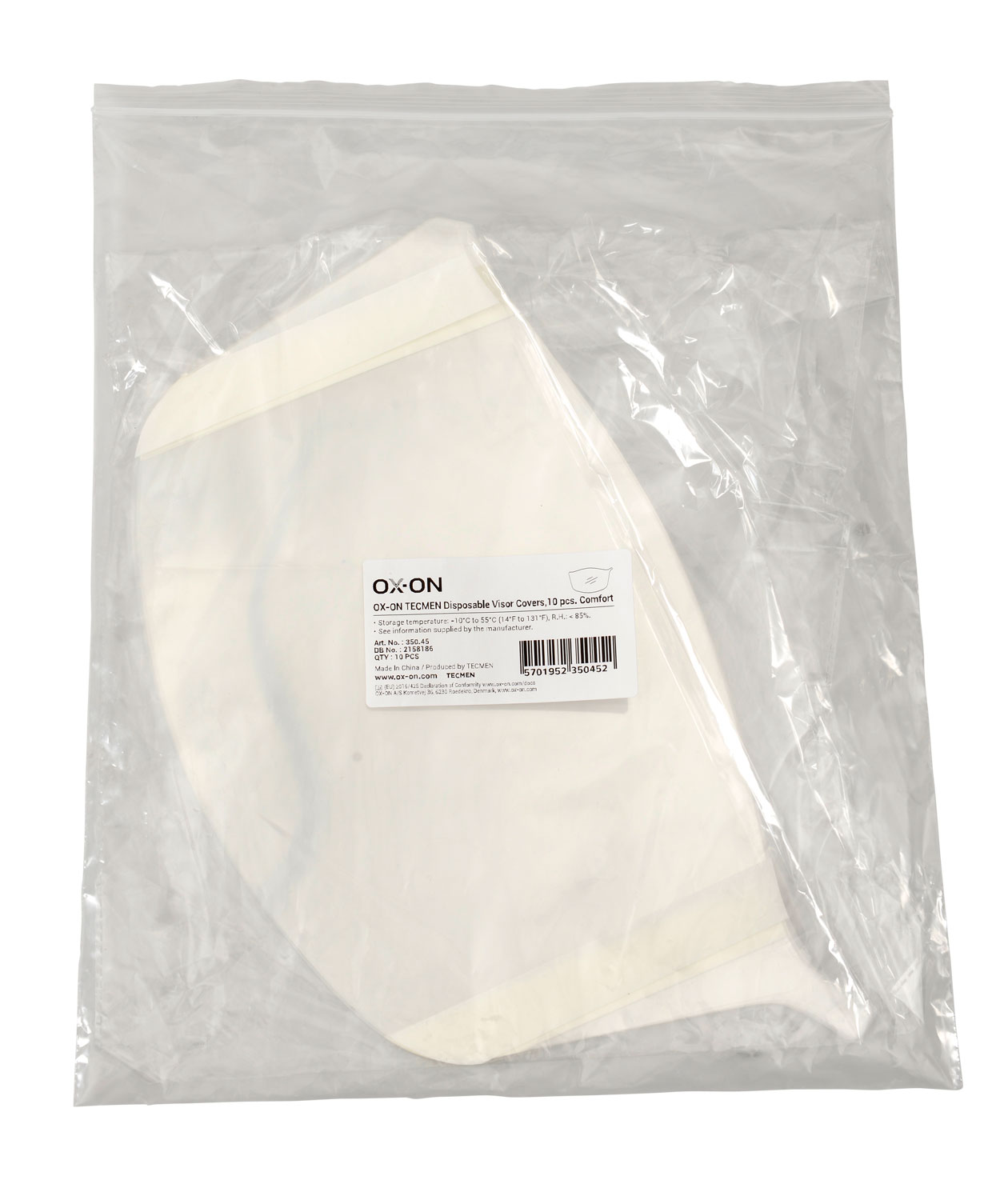 OX-ON Tecmen t&auml;ckf&ouml;nster f&ouml;r visir 10 st., Vit