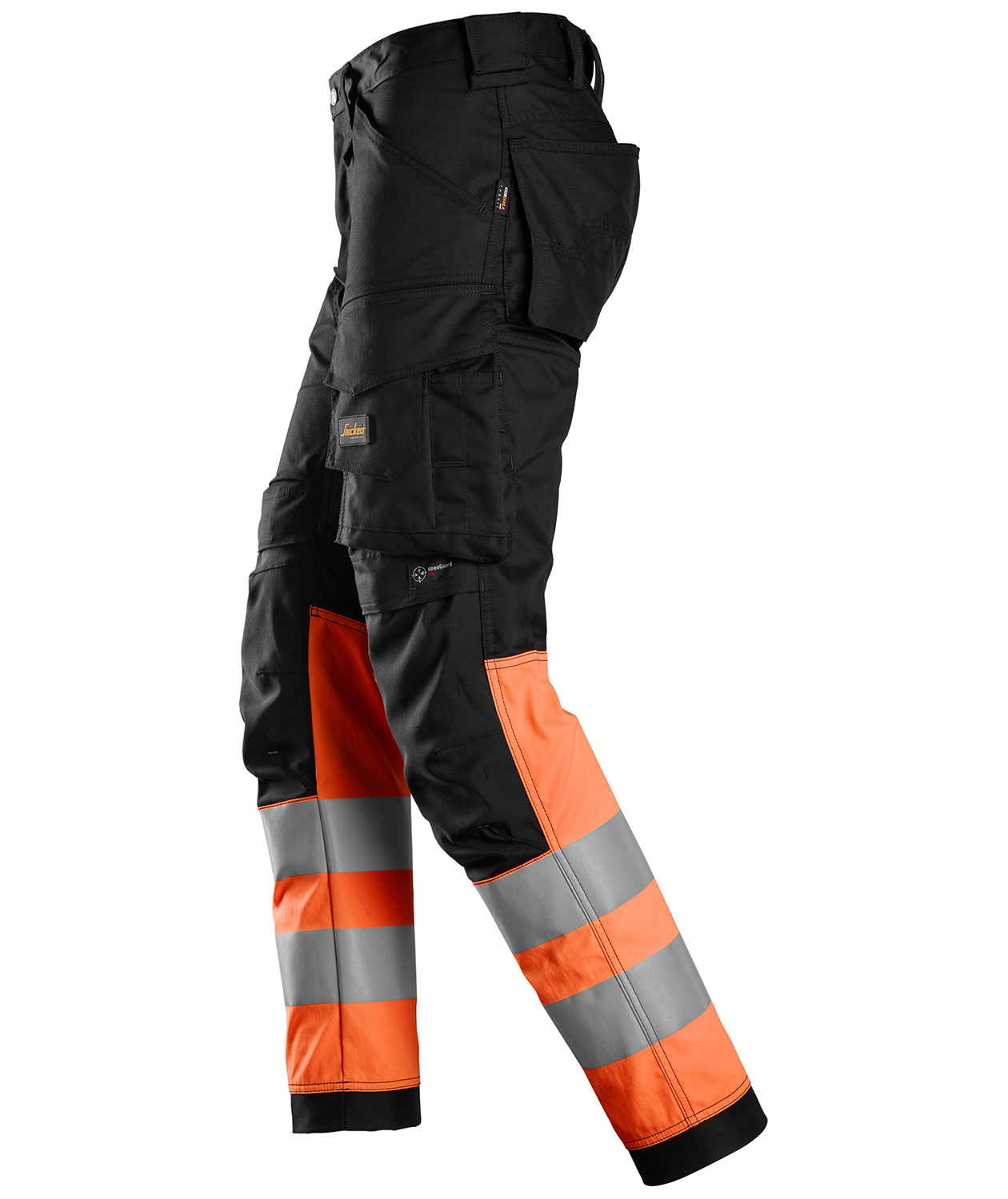 Snickers AllroundWork arbetsbyxa 6334, Svart/Hi-vis Orange, large image number 2