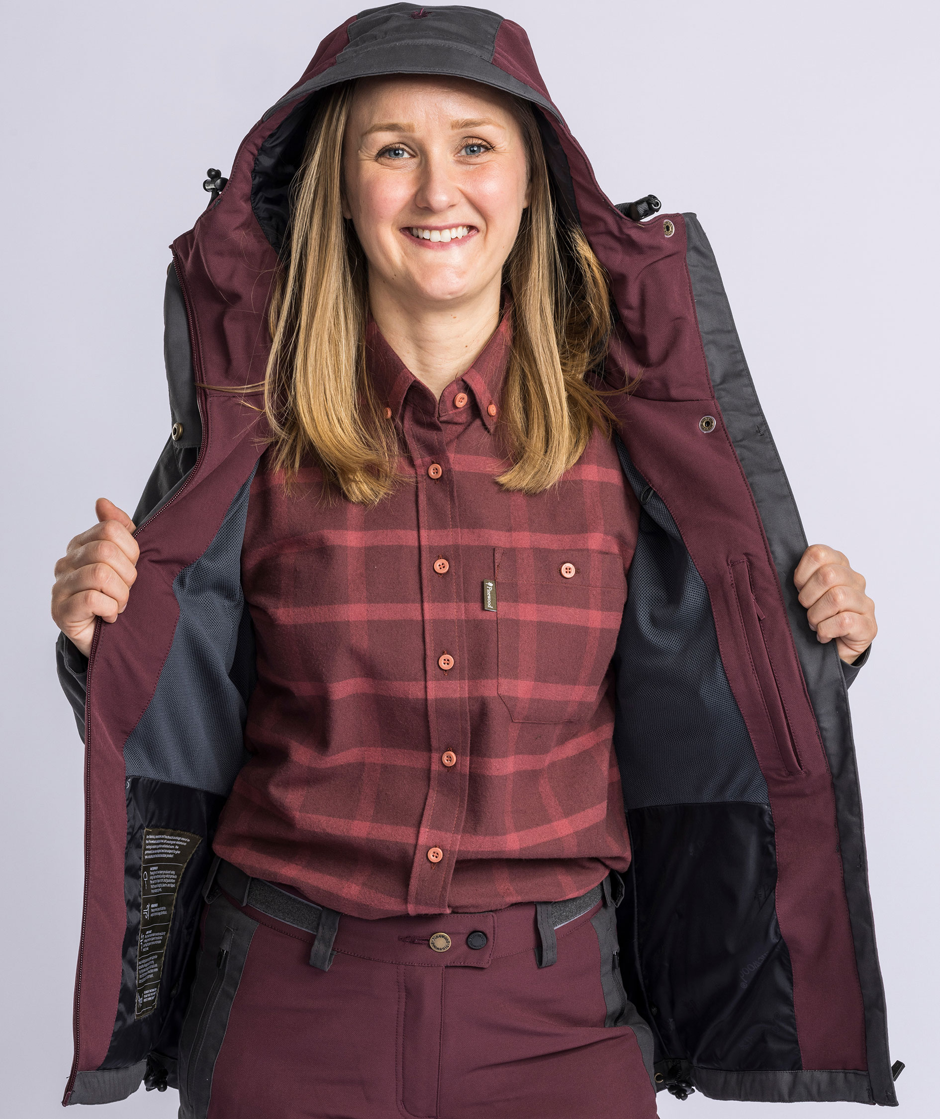 Pinewood&nbsp;Finnveden Hybrid Extreme damejakke, Earth Plum/Dark Anthracite, large image number 3