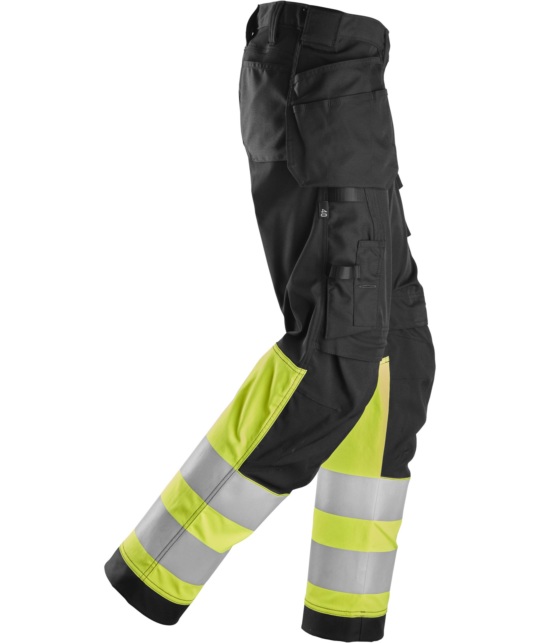 Snickers dame h&aring;ndverksbukse 6734, Svart/Hi-Vis Gul, large image number 3