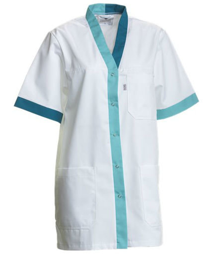 Nybo Workwear Aqua dame tunika, Hvid/Lysegr&oslash;n/Petrolgr&oslash;n