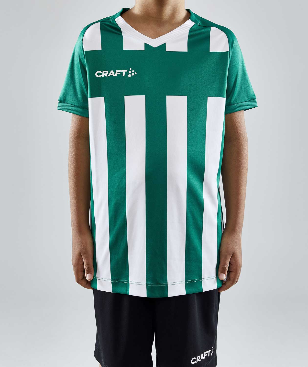 Craft Progress 2.0 Stripe Jersey T-skjorte for barn, Hvit/Team Green, large image number 1