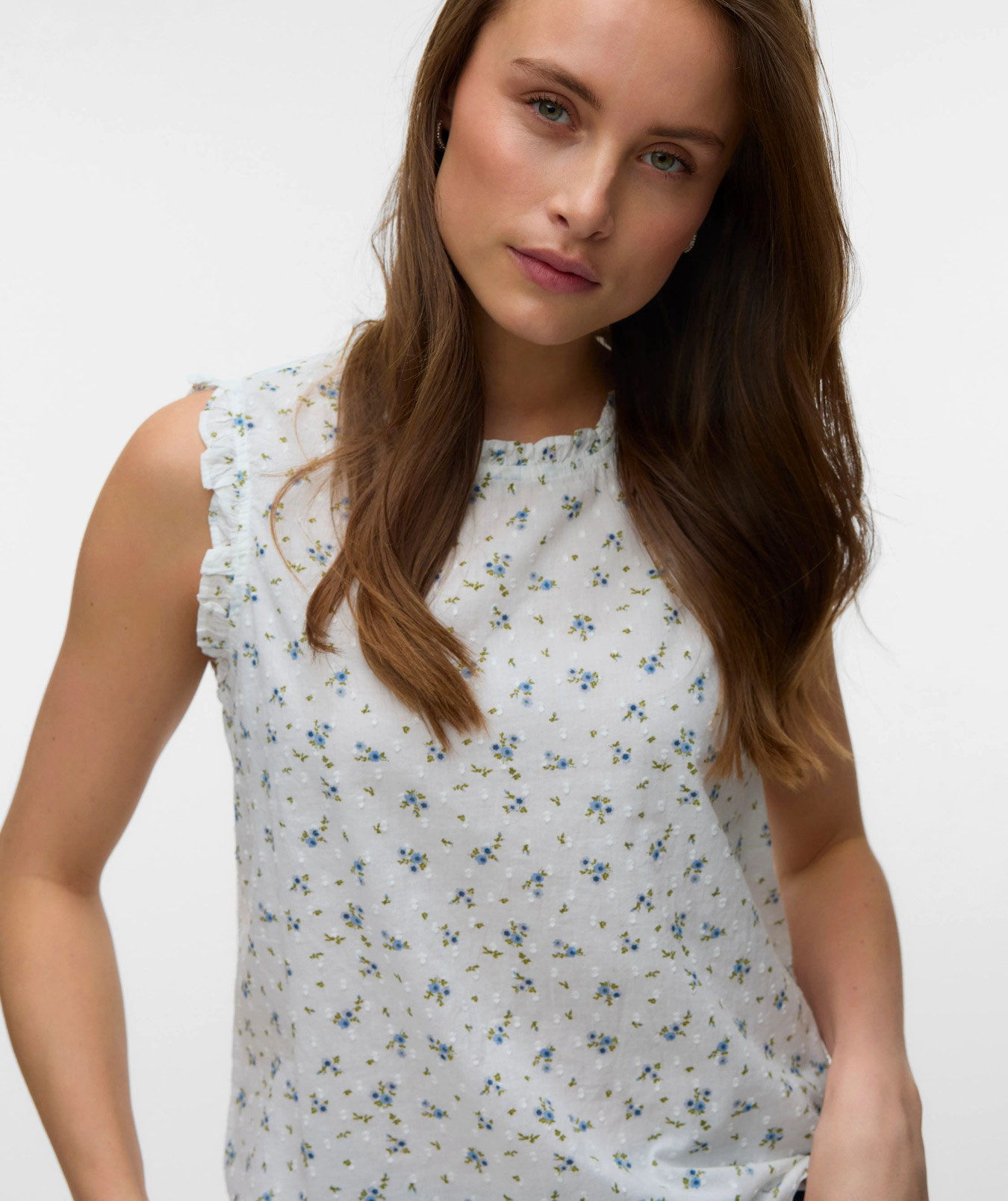 Vero Moda VMTRINE women's blouse, Snow White/Marguerite Blue Jasper, large image number 3