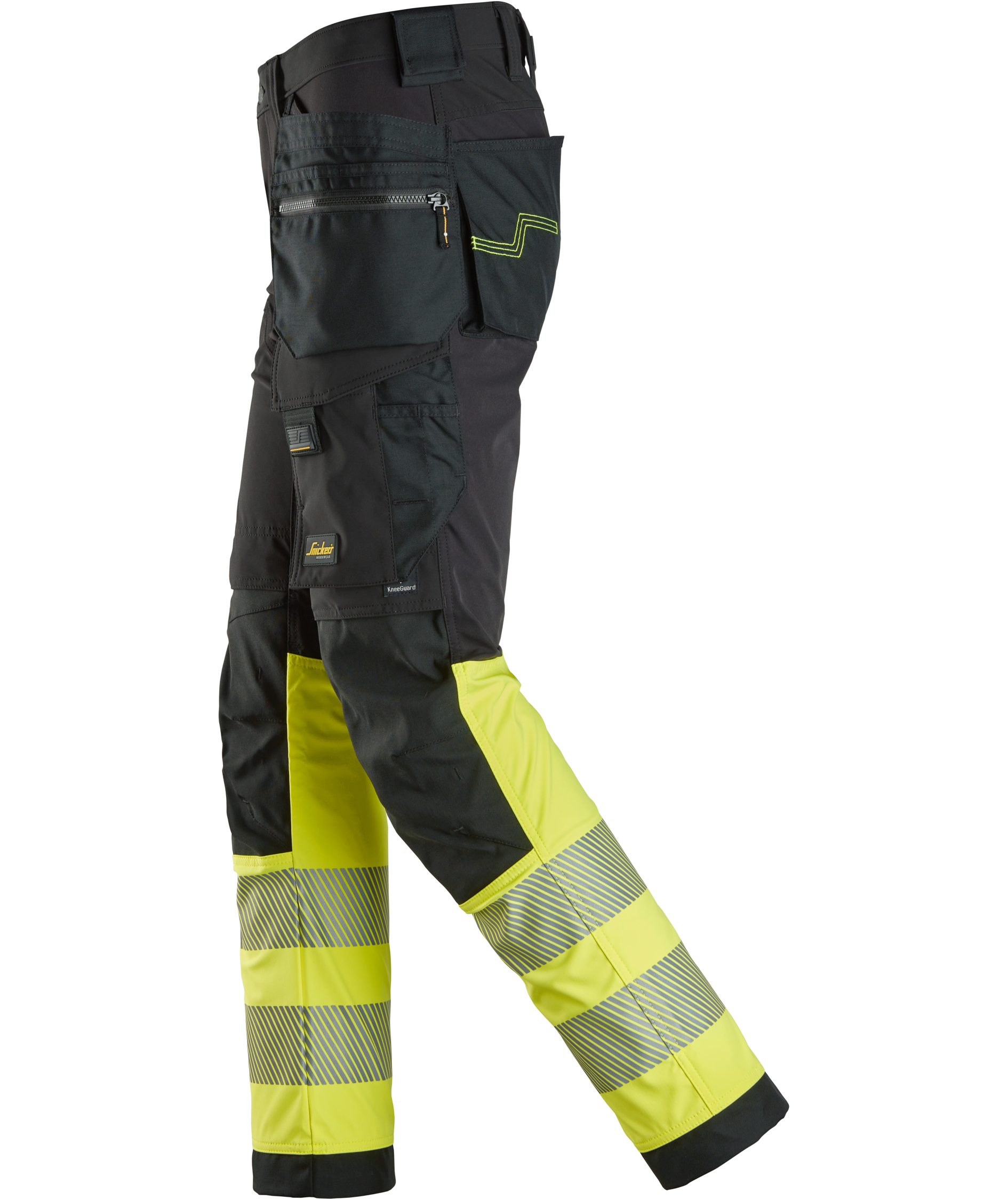 Snickers h&aring;ndv&aelig;rkerbukser 6231 full stretch, Hi-Vis Sort/Gul, large image number 3