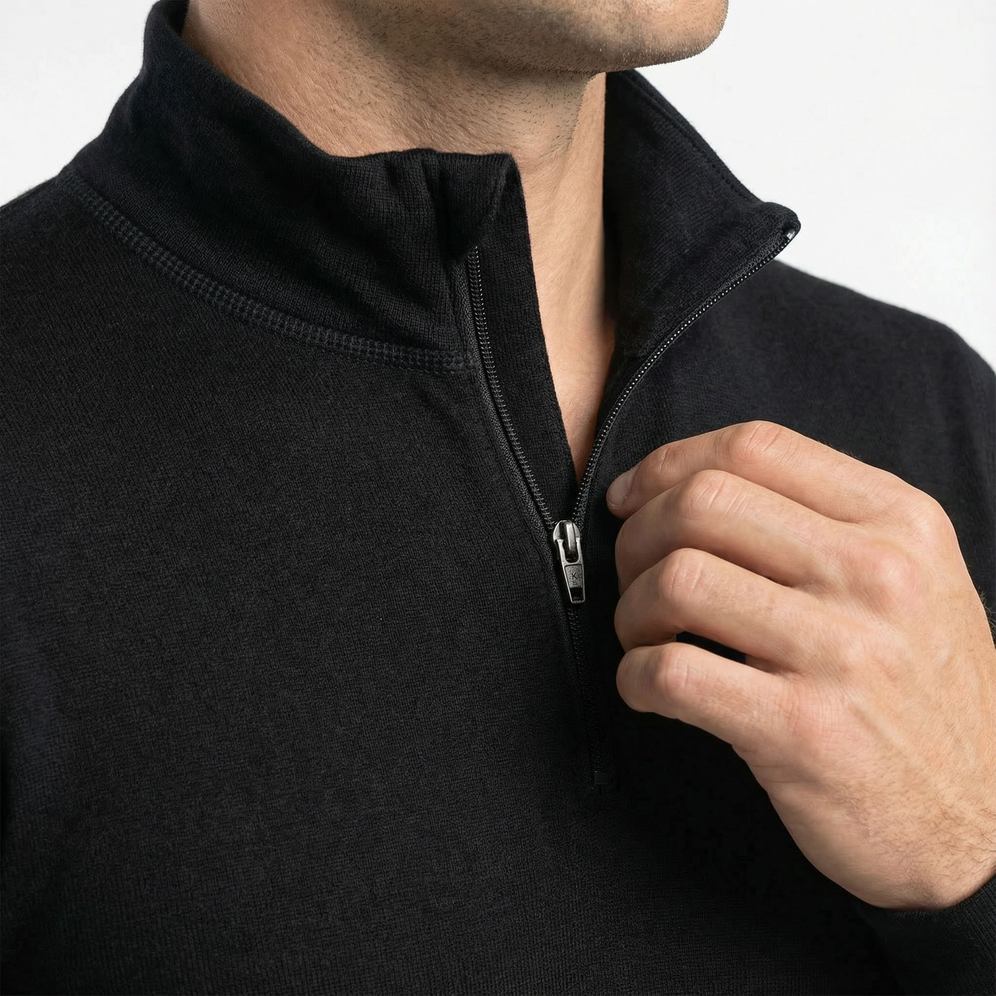 Westborn half zip l&aring;ng&auml;rmad T-shirt med merinoull, Black, large image number 3