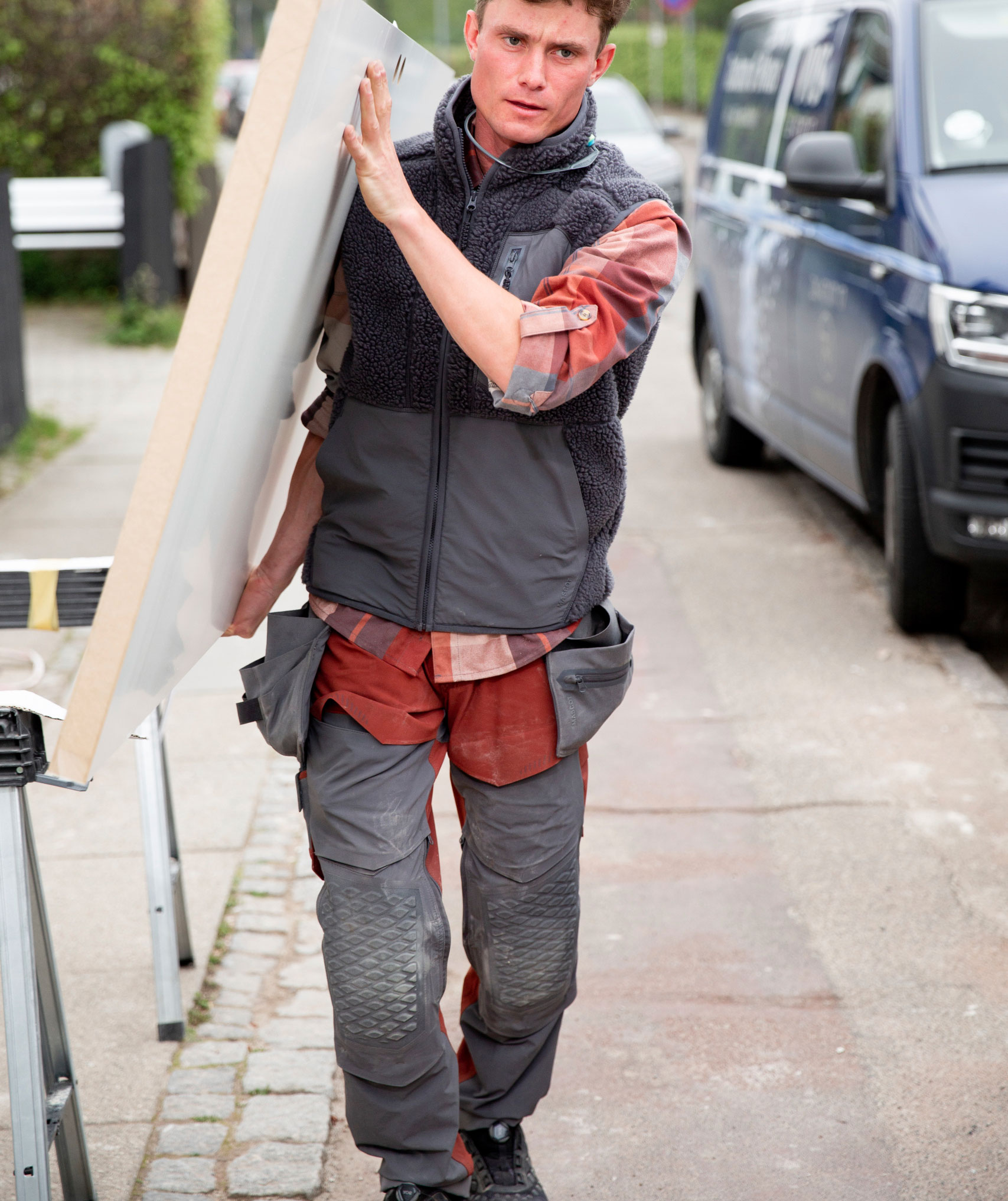 Mascot Customized Arbeitshose full stretch, Herbstrot/Steingrau, large image number 1