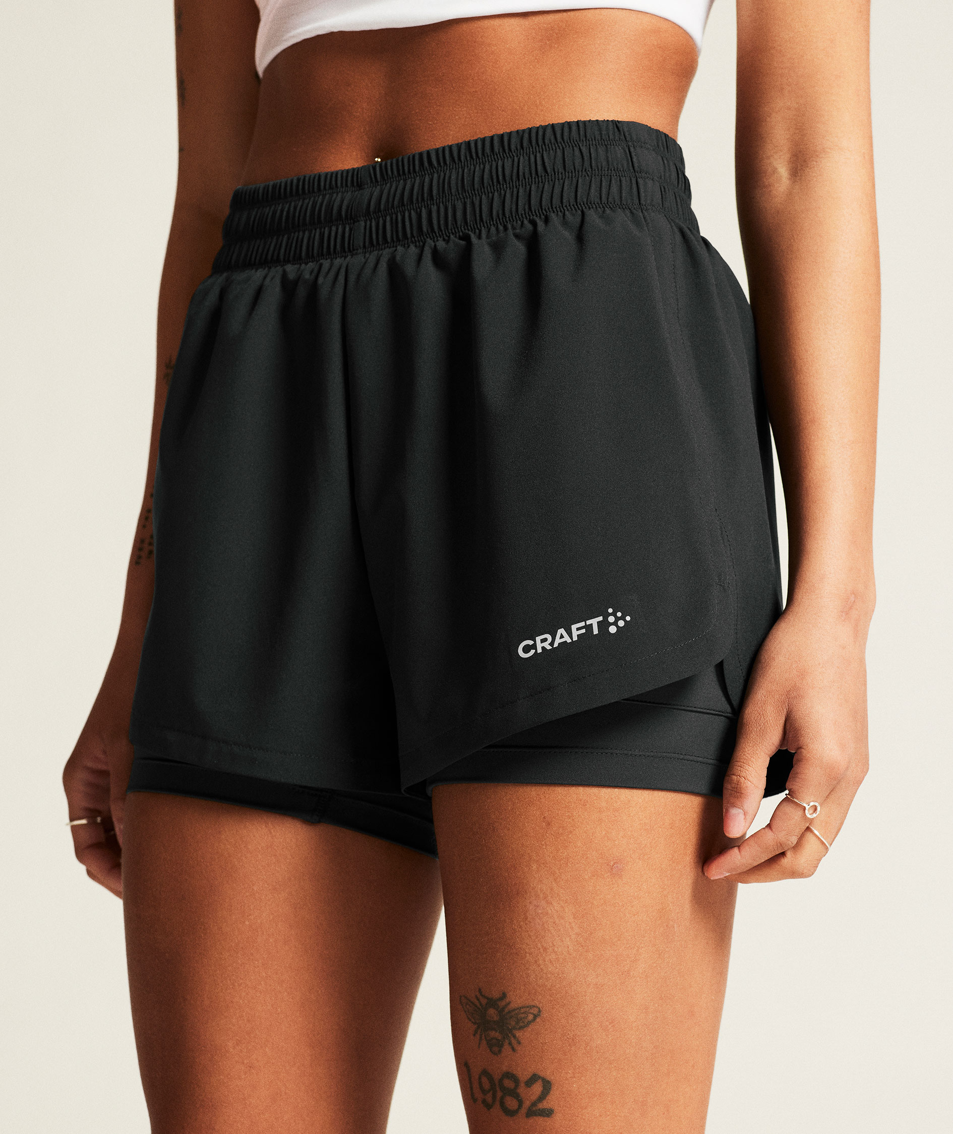 Craft ADV Essence 2-i-1 dame shorts 2, Black, large image number 5