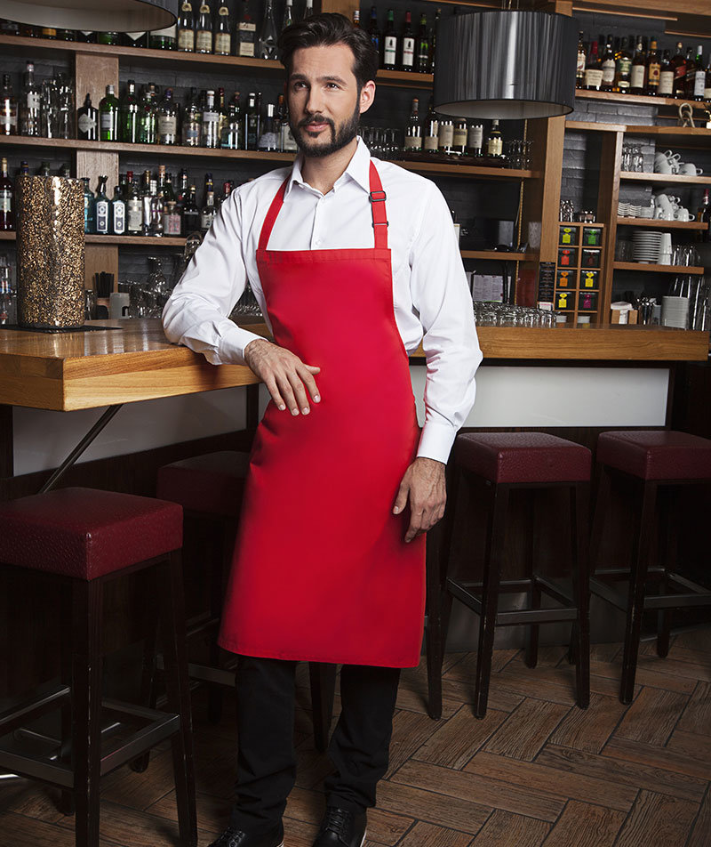 Karlowsky Basic bib apron, Red
