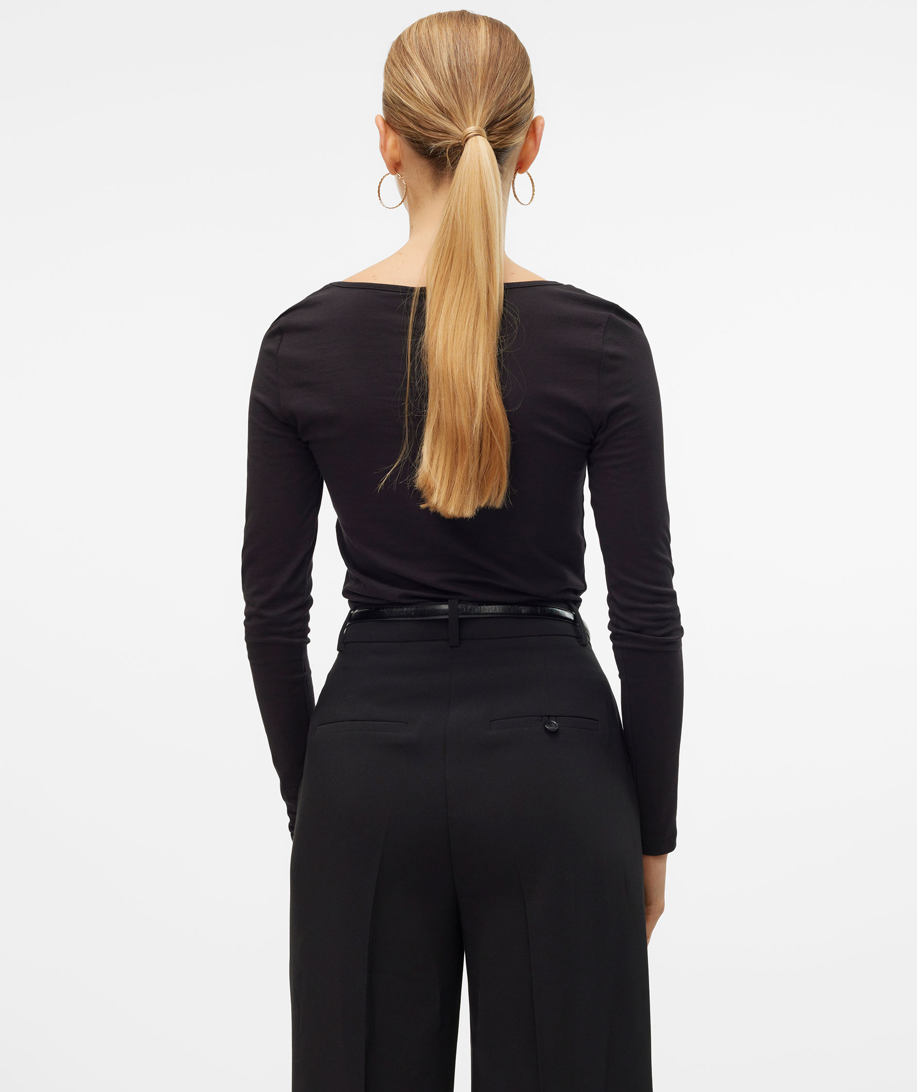 Vero Moda VMMAXI MY SOFT langermet dame T-skjorte, Black, large image number 2