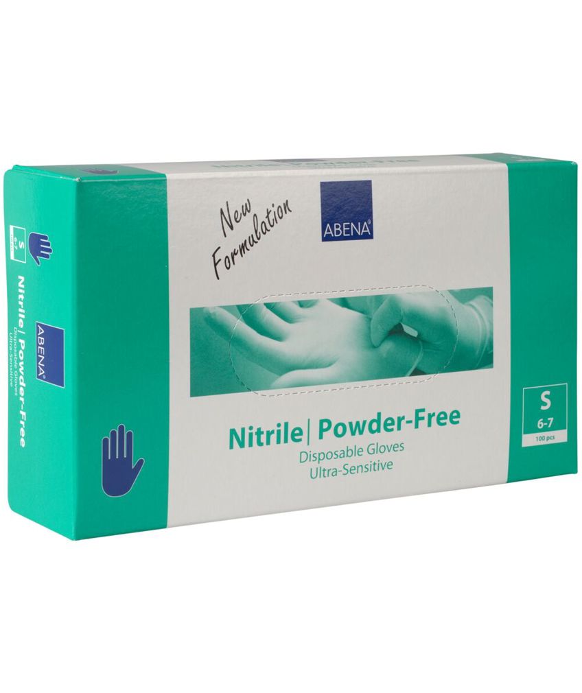 Abena Ultra sensitive nitril engangshanske pudderfri 100-pack, Bl&aring;