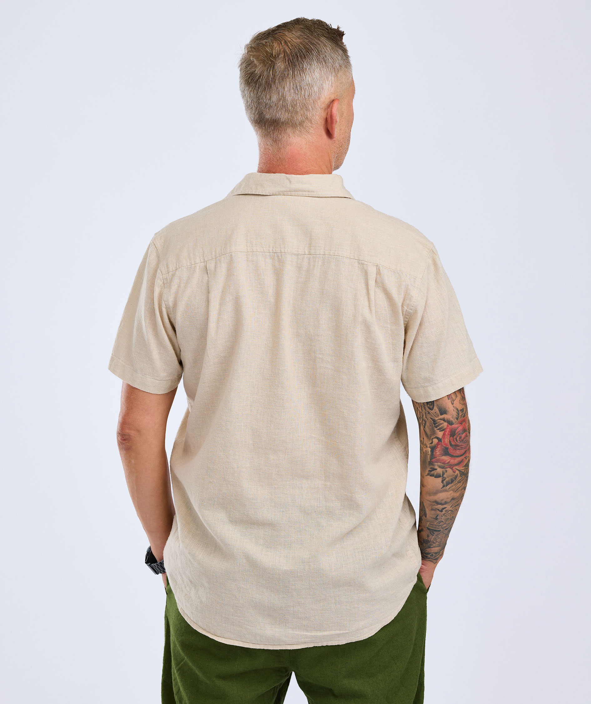 Pinewood V&auml;rnamo kort&aelig;rmet skjorte, Linen Beige, large image number 3