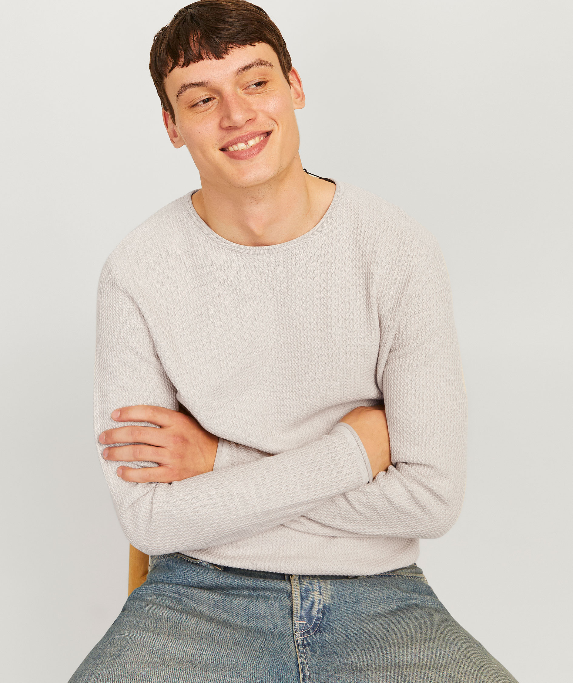 Jack & Jones JJECOOPER knitted pullover, Oatmeal Melange, large image number 5