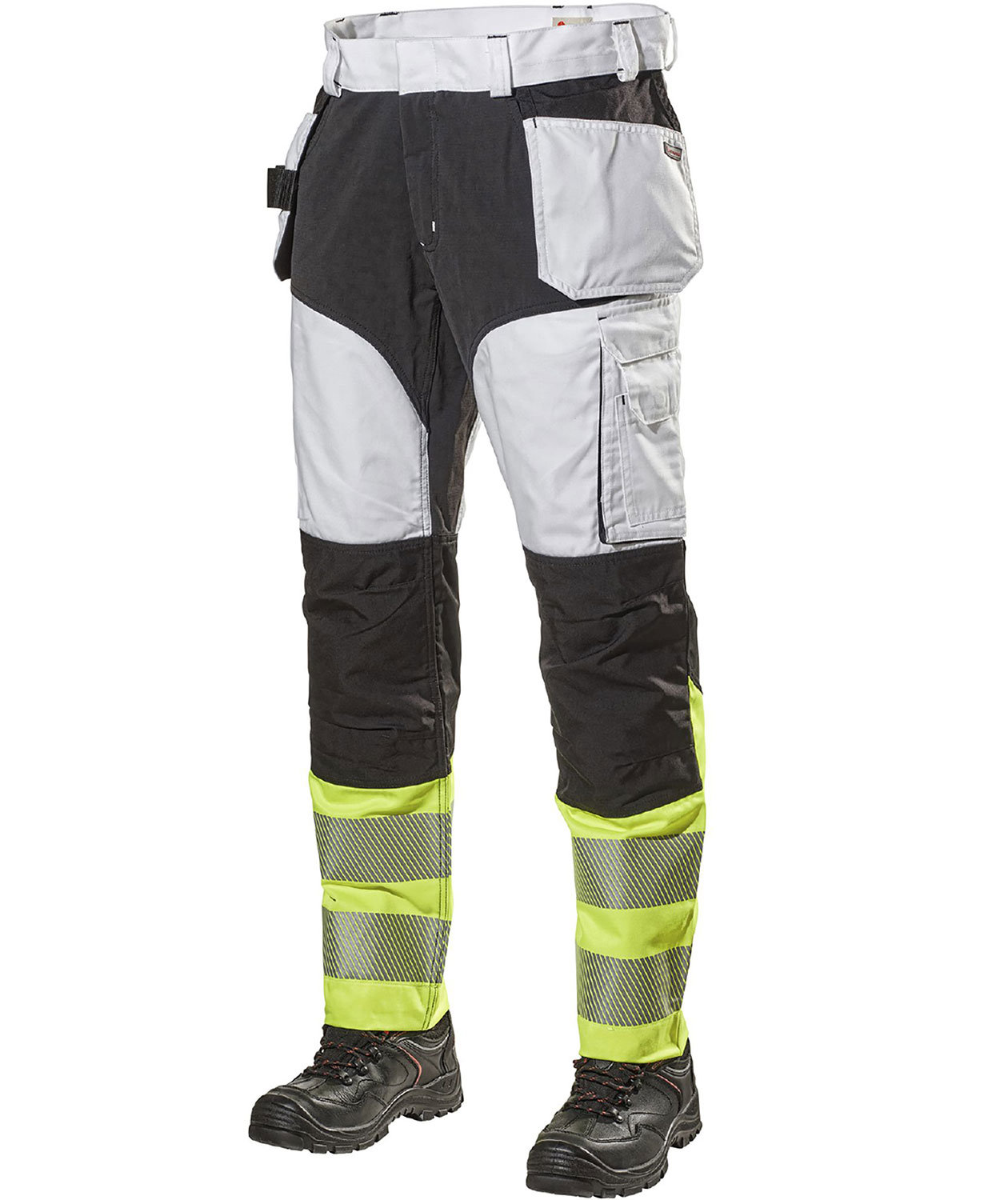 L.Brador&nbsp;h&aring;ndv&aelig;rkerbukser 1100PB, Hvid/Hi-vis gul