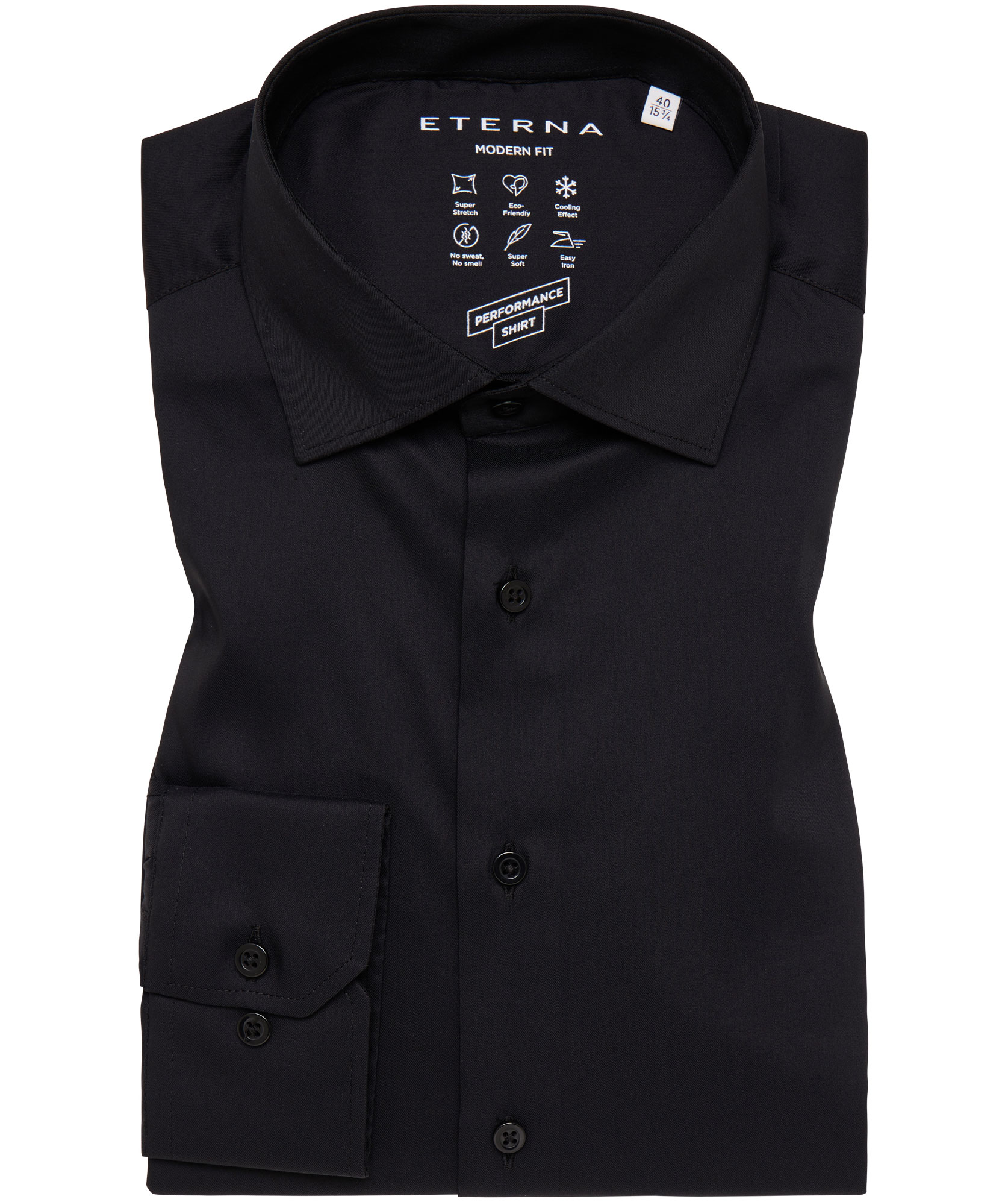 Eterna Performance Modern Fit Hemd, Black, large image number 4