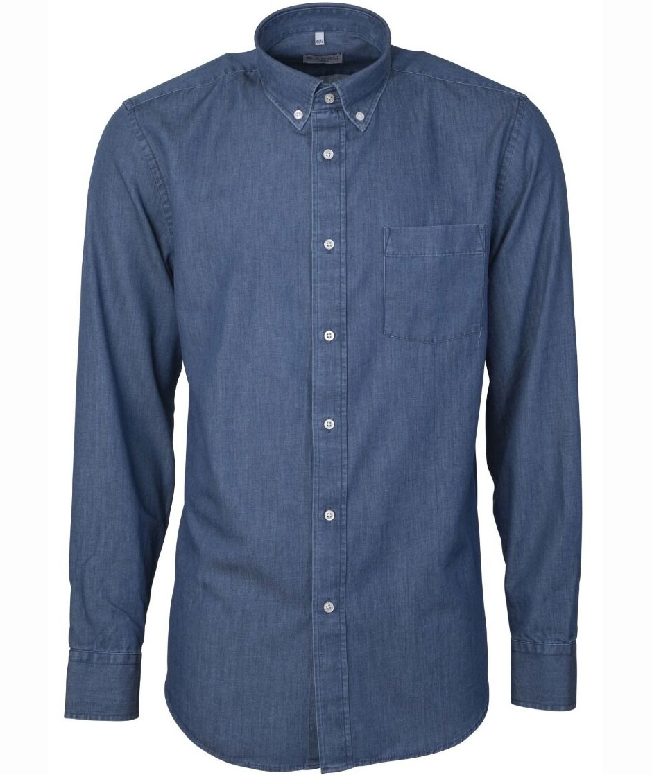 Angli Chambray Indigo skjorte CLASSIC, Bl&aring;