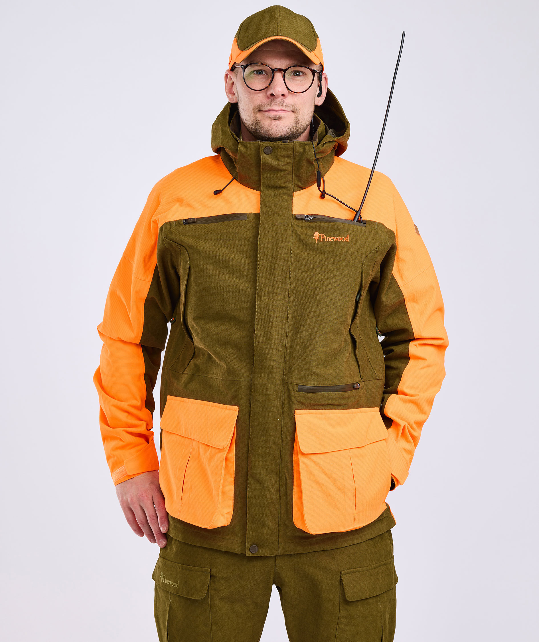 Pinewood Furudal Hunters hybrid stretch jakke, Olive Green/Orange, large image number 1