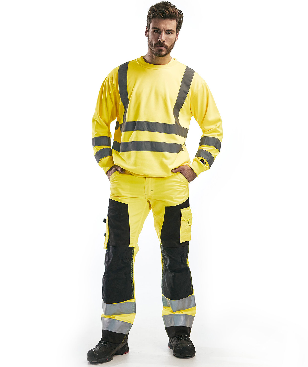 Bl&aring;kl&auml;der arbejdsbukser, Hi-vis&nbsp;Gul/Sort, large image number 2