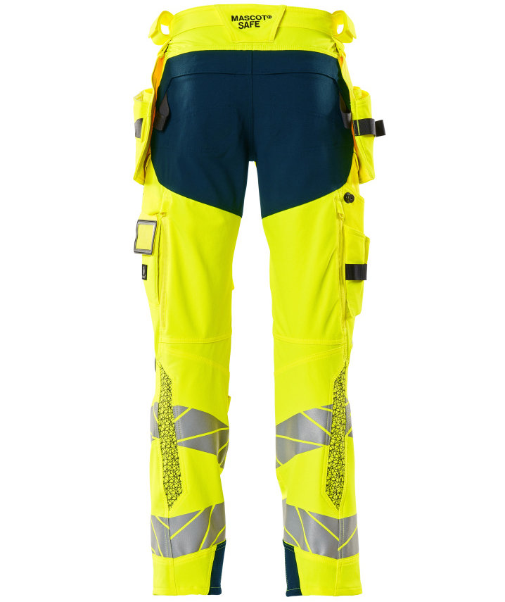 Mascot Accelerate Safe h&aring;ndv&aelig;rkerbukser Full stretch, Hi-Vis Gul/M&oslash;rk Petroleum, large image number 1